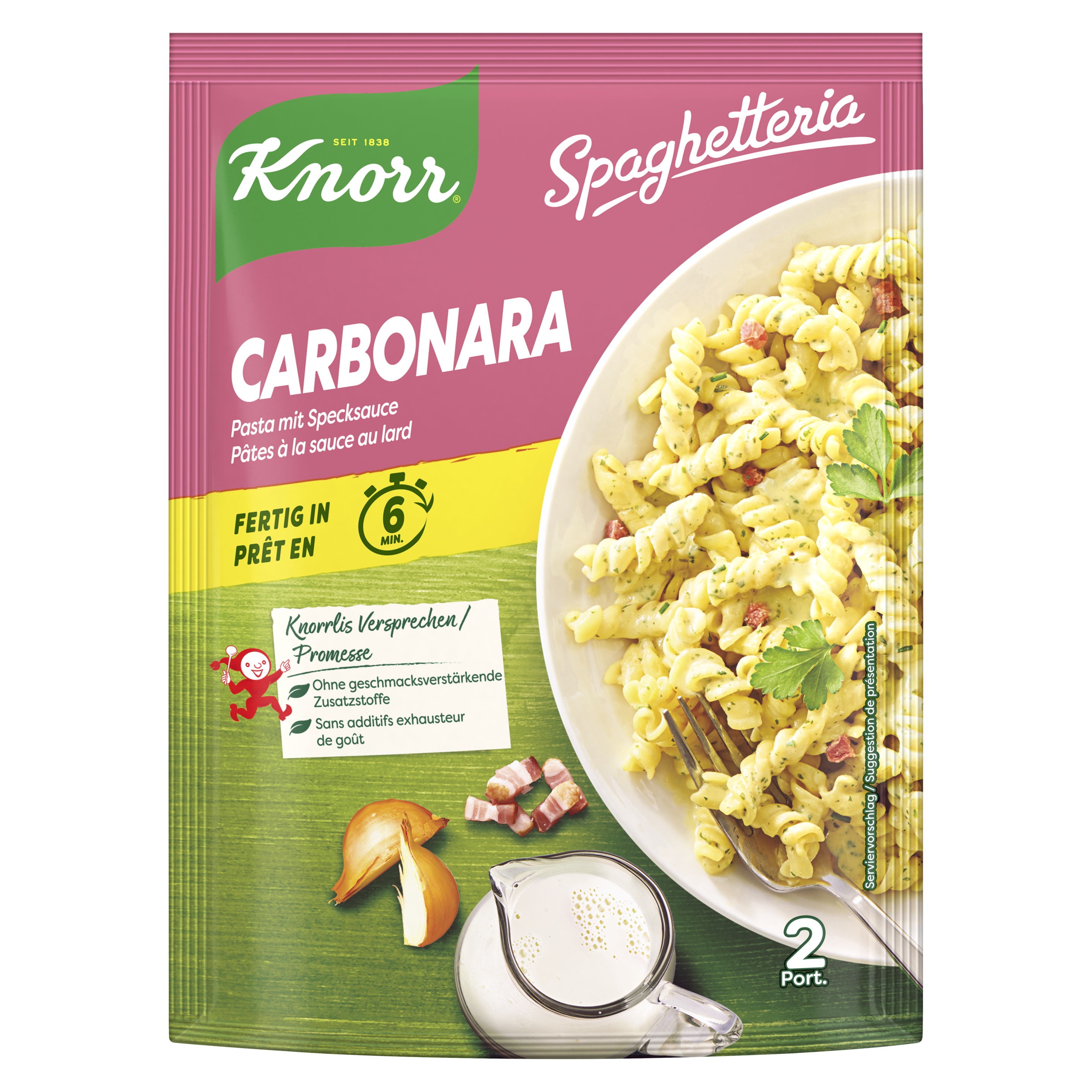 KNORR Spaghetteria Carbonara Pasta mit Specksauce Beutel 2 Portionen