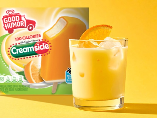 Nostalgic orange Creamsicle® cocktail recipe inspired by the classic Good Humor Creamsicle® Bar