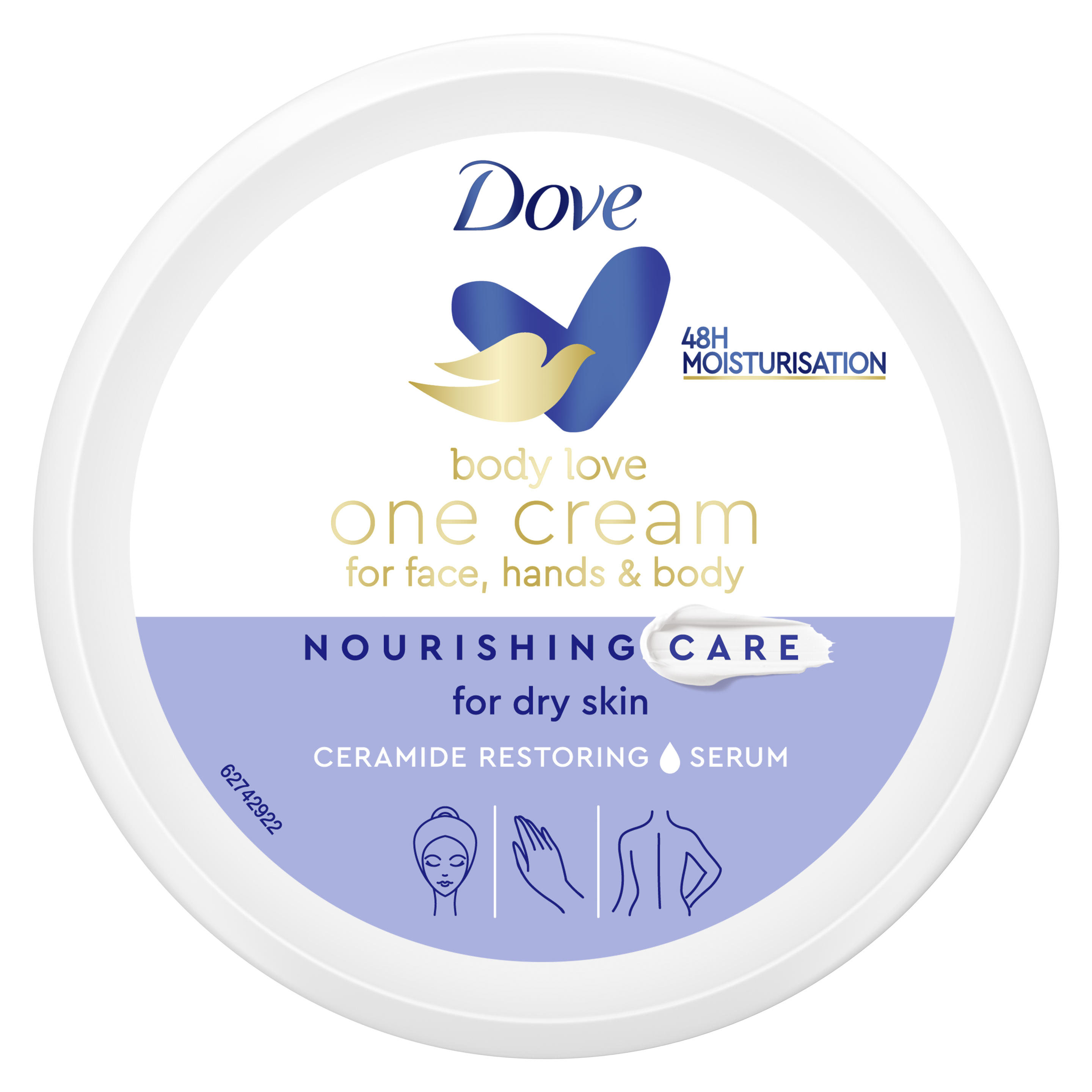 DOVE Body Love Hydraterende Bodycrème voor alle huidtypen One Cream Rich verwennende vochtinbrengende crème voor een zijdezachte huid 250 ml packshot