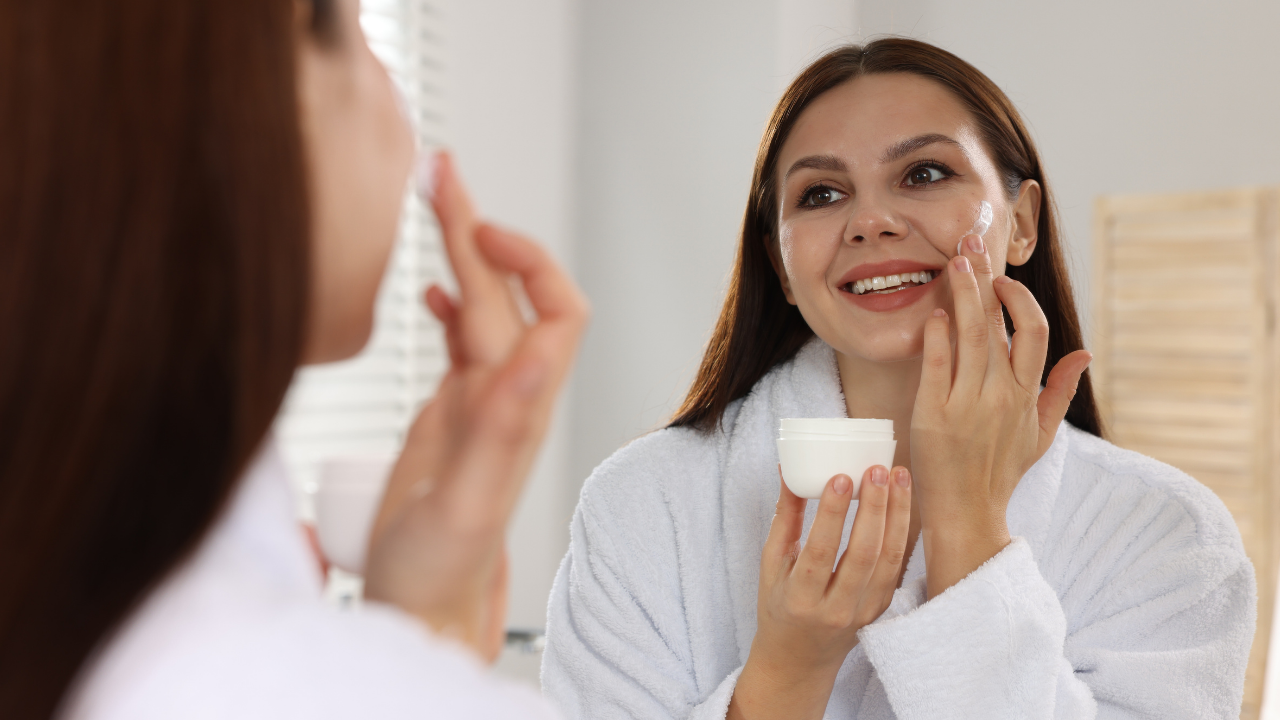 5. Apply evenly across the face and neck.