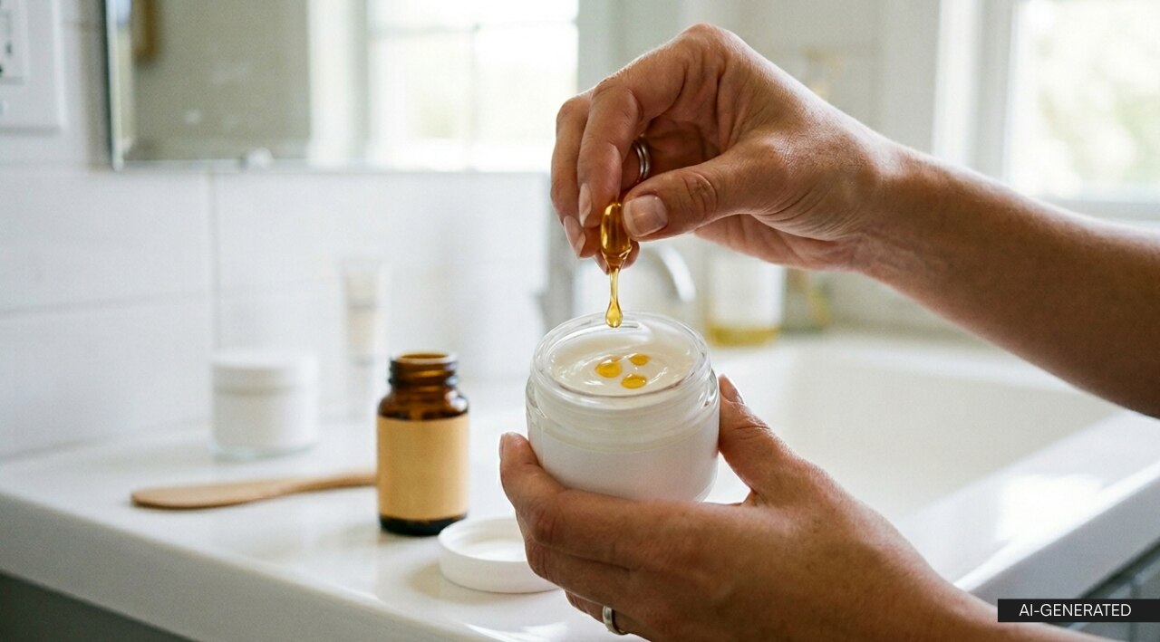 Mixed into your favorite face cream or serum: