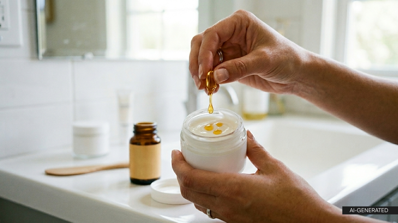Mixed into your favorite face cream or serum:
