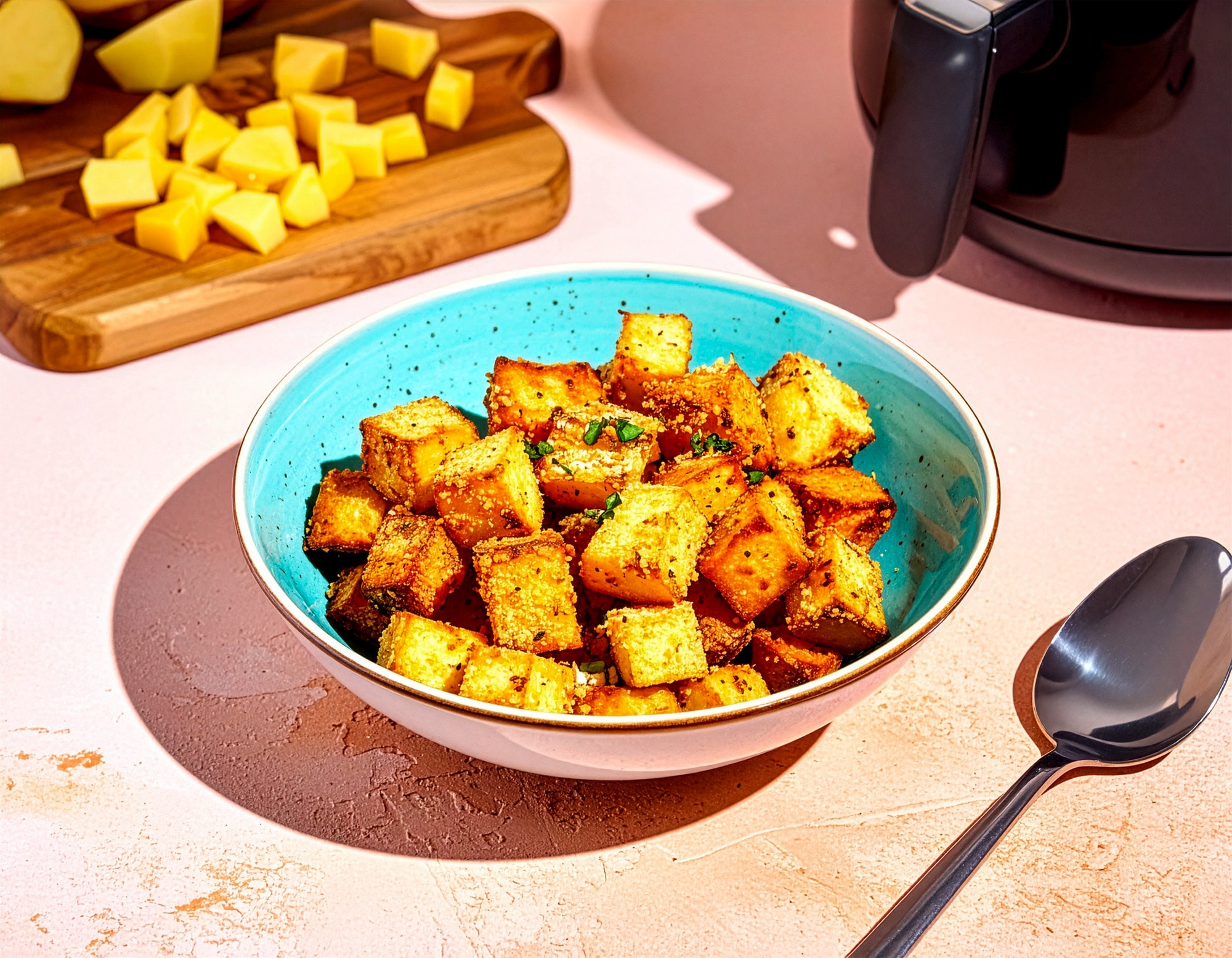 Cheesy Kartoffelwürfel im Air Fryer 23 Min  recipe