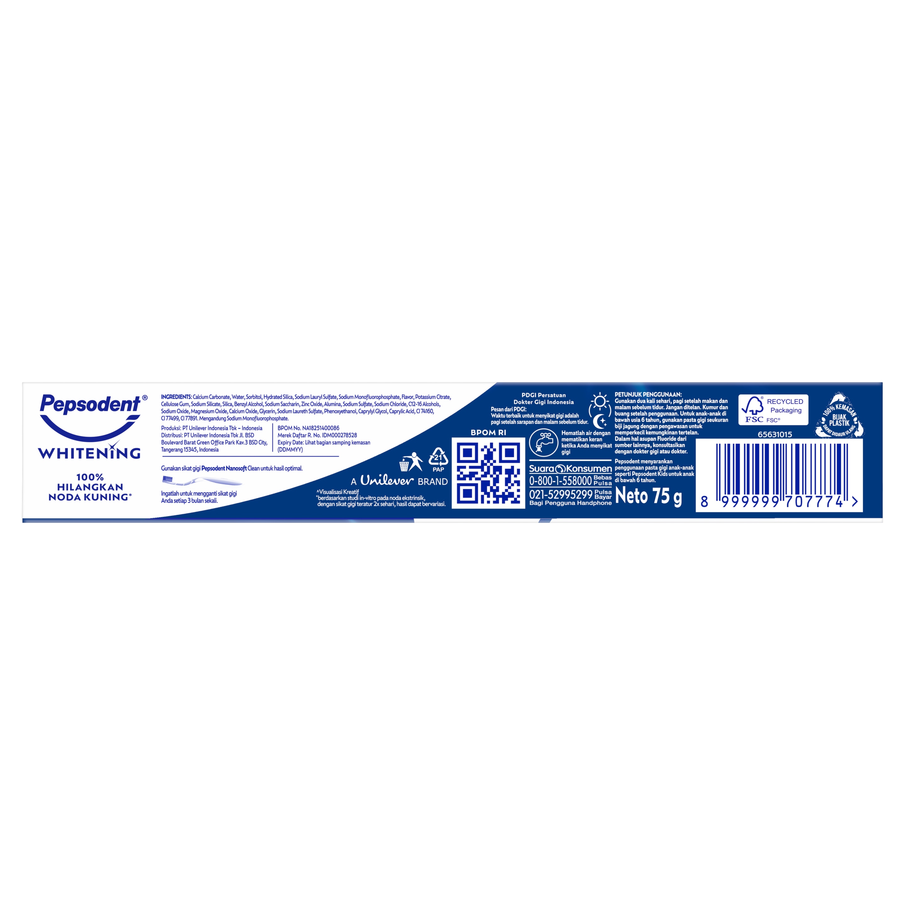 Pasta Gigi Pepsodent Complete 8 Plus Whitening