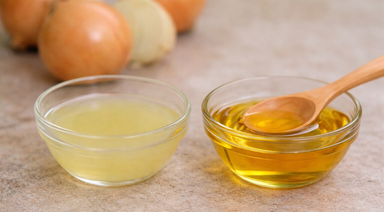 6. Onion Juice & Castor Oil (For Thickening)