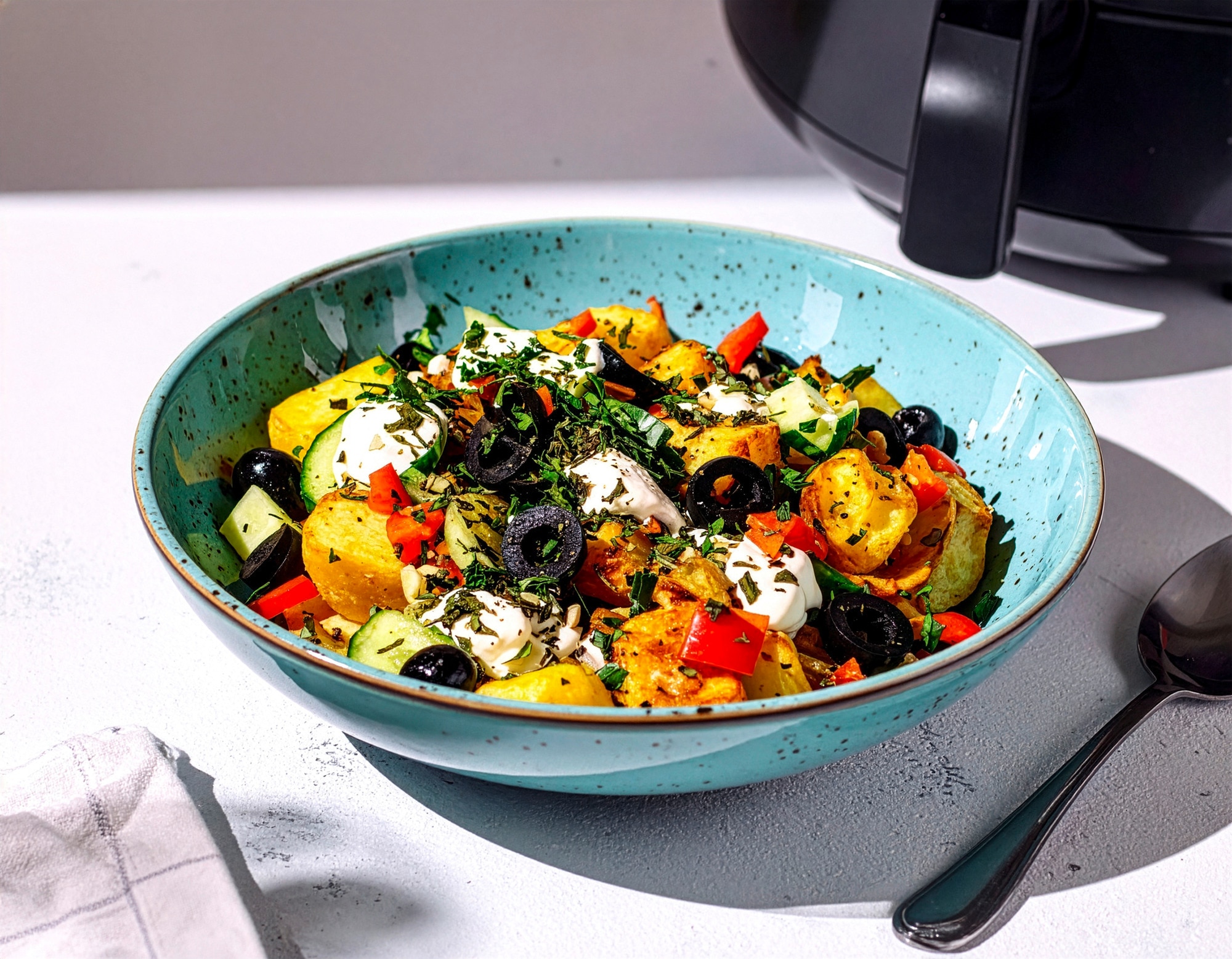 Knuspriger Smashed Potato Salat im Air Fryer 45 Min  recipe