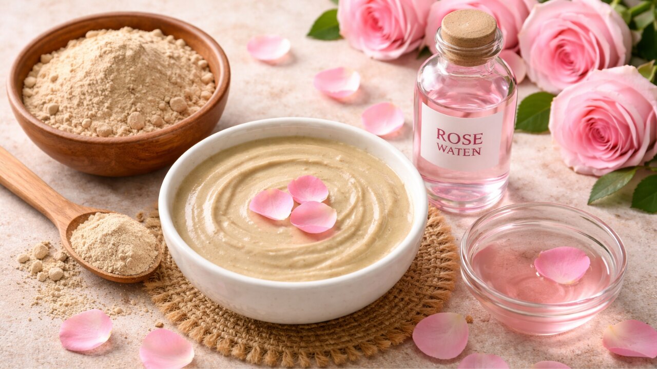 1. Multani Mitti & Rose Water Mask