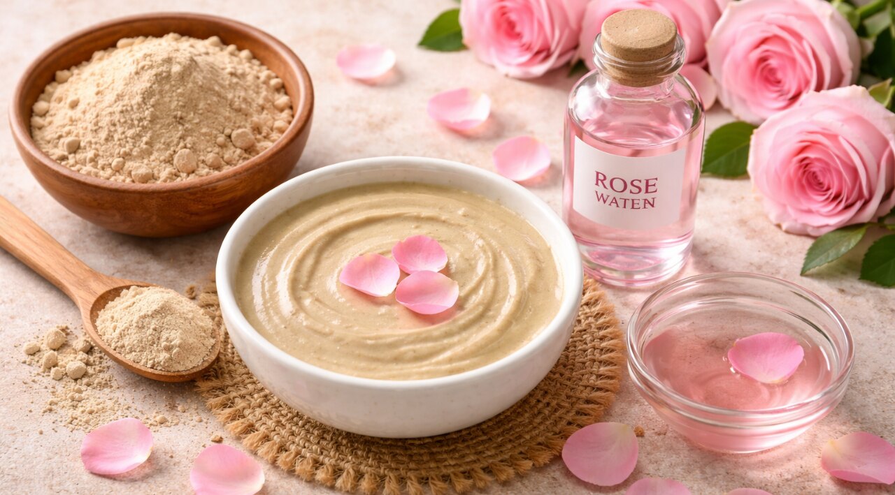 1. Multani Mitti & Rose Water Mask