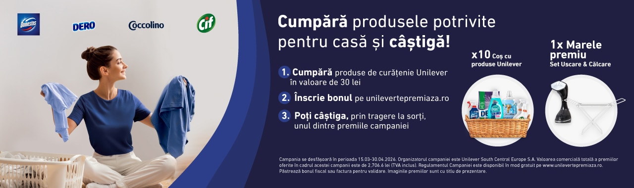 Cumpără produsele potrivite pentru casă și câștigă! în magazinele Cobyul