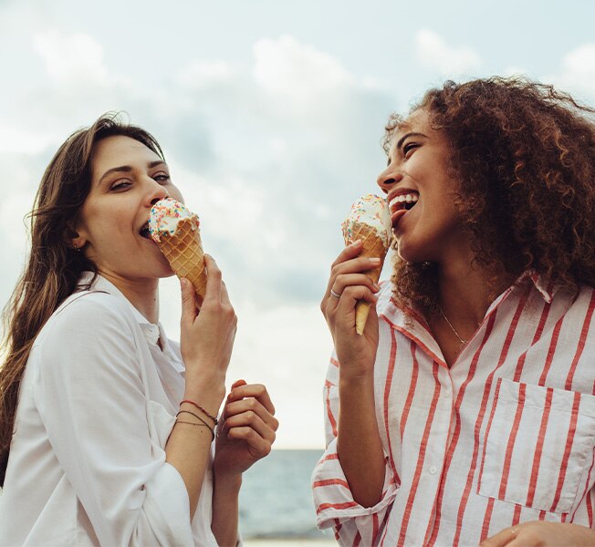 Friends enjoying Dairy-Free Ice Cream outdoors