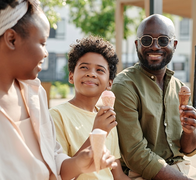 Family enjoying Dairy-Free Ice Cream outdoors
