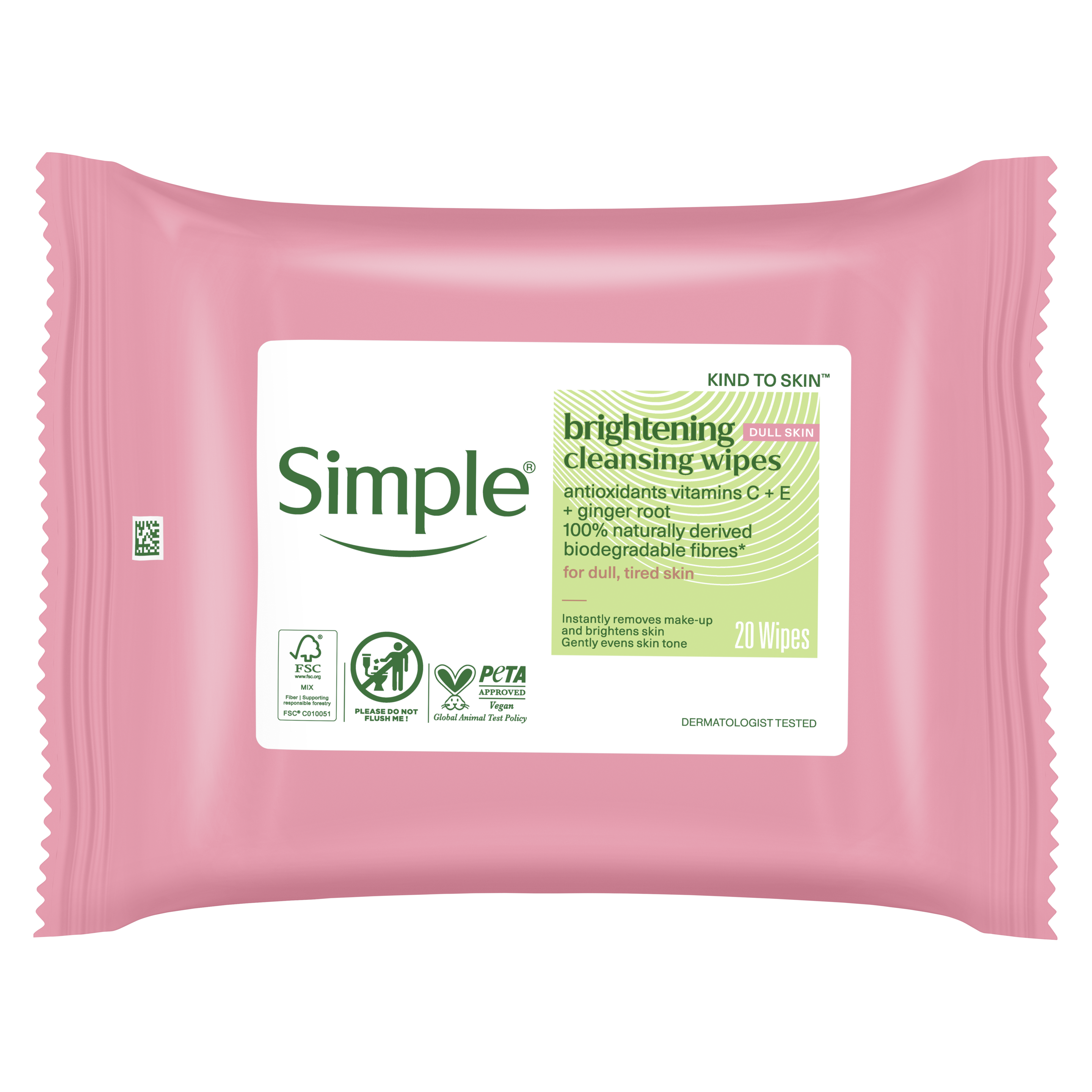 Simple Protect N Glow instant glow cleansing wipes packshot