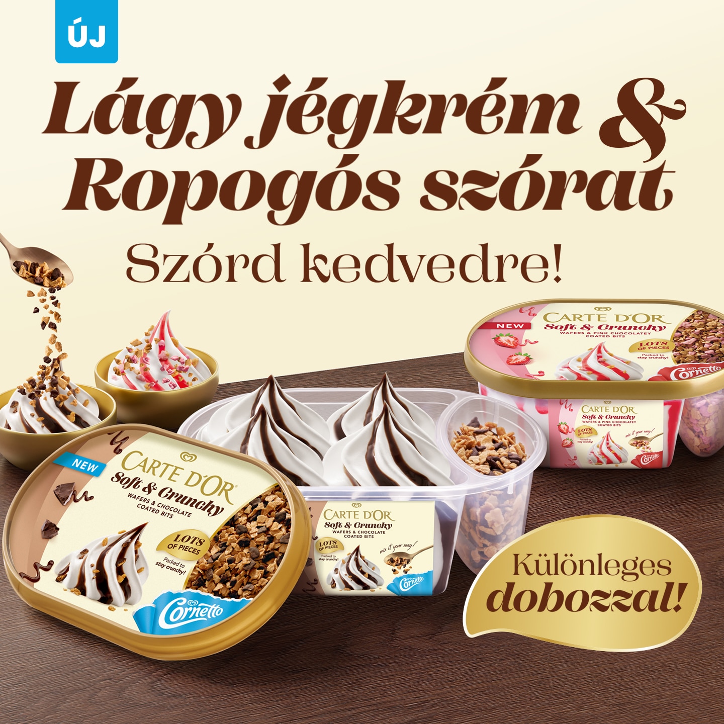 Új Carte d'Or Soft & Crunchy jégkrémek