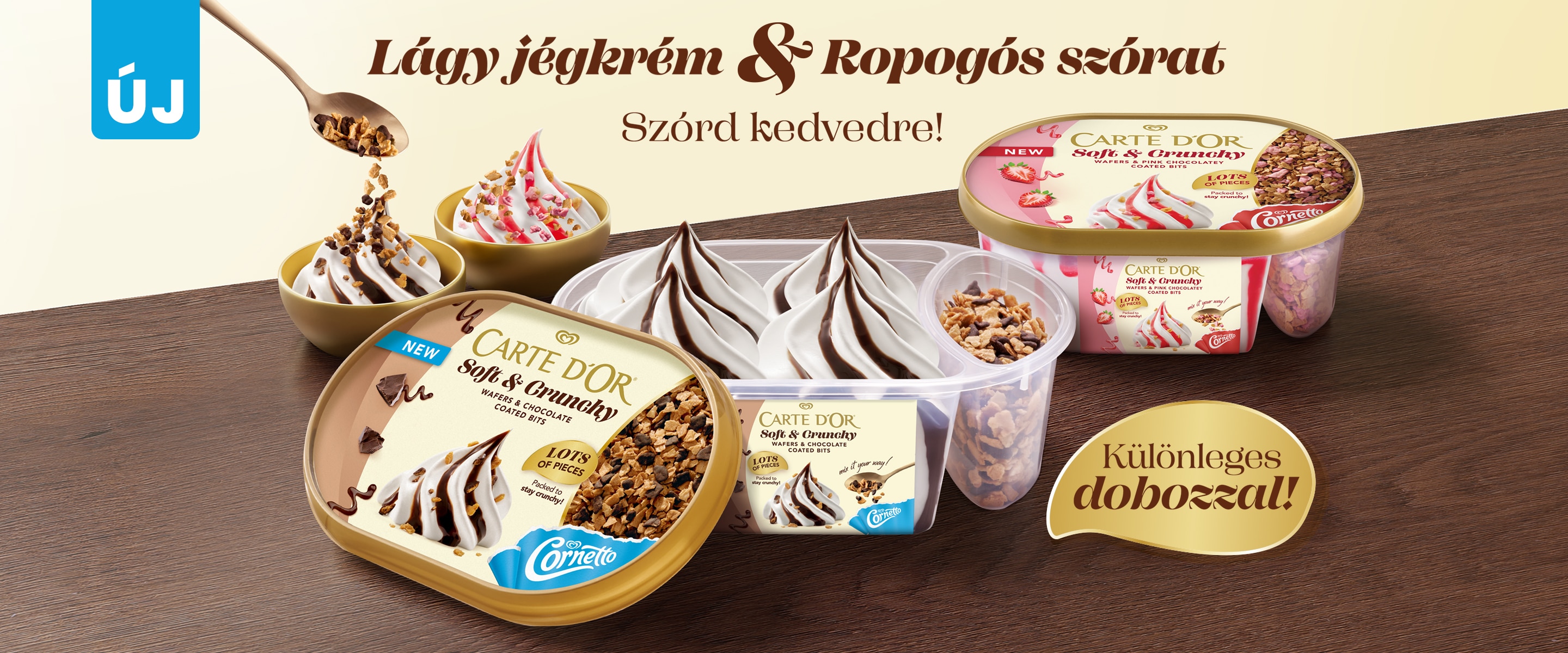 Új Carte d'Or Soft&Crunchy jégkrémek