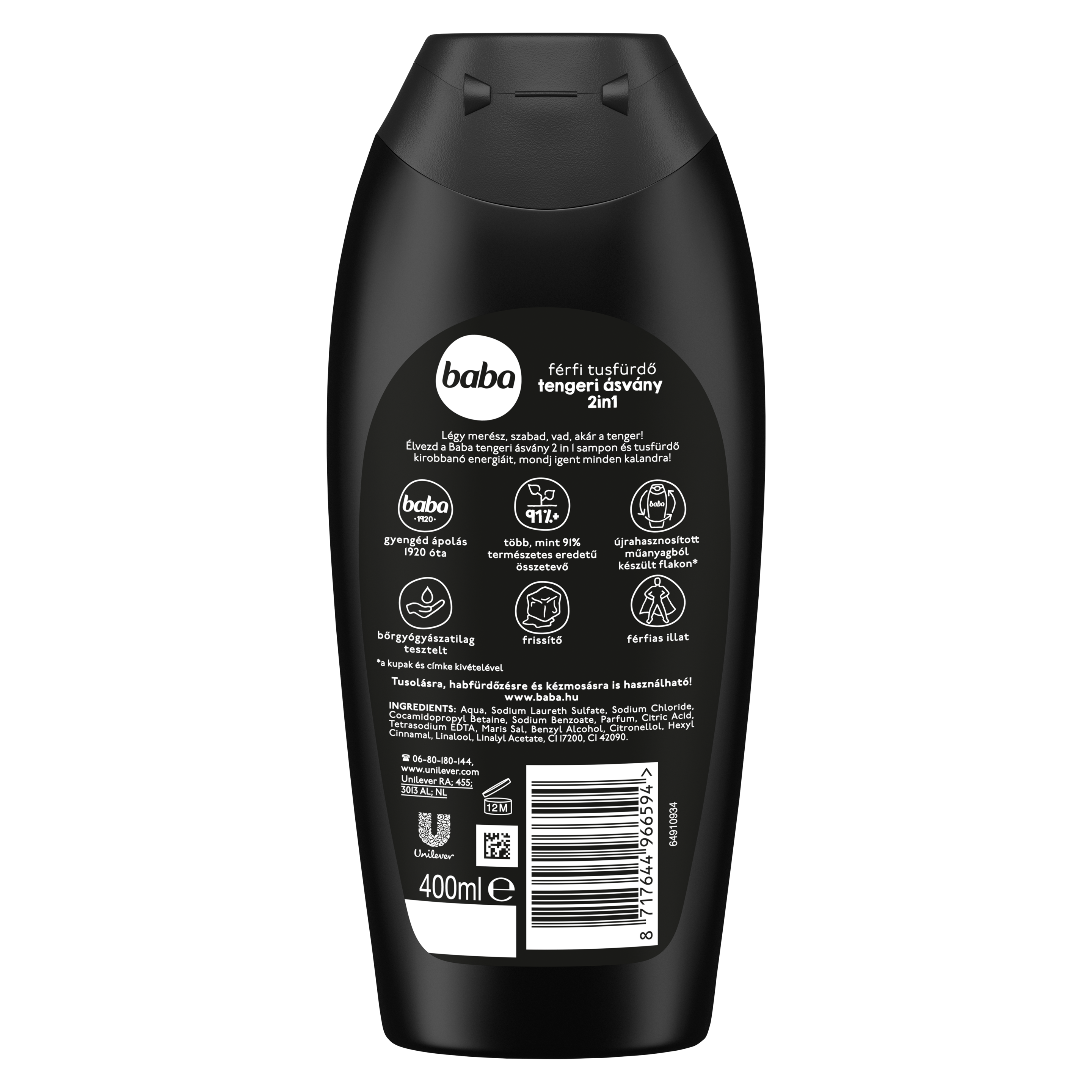 Baba férfi tusfürdő tengeri ásvány 2in1 400 ml
