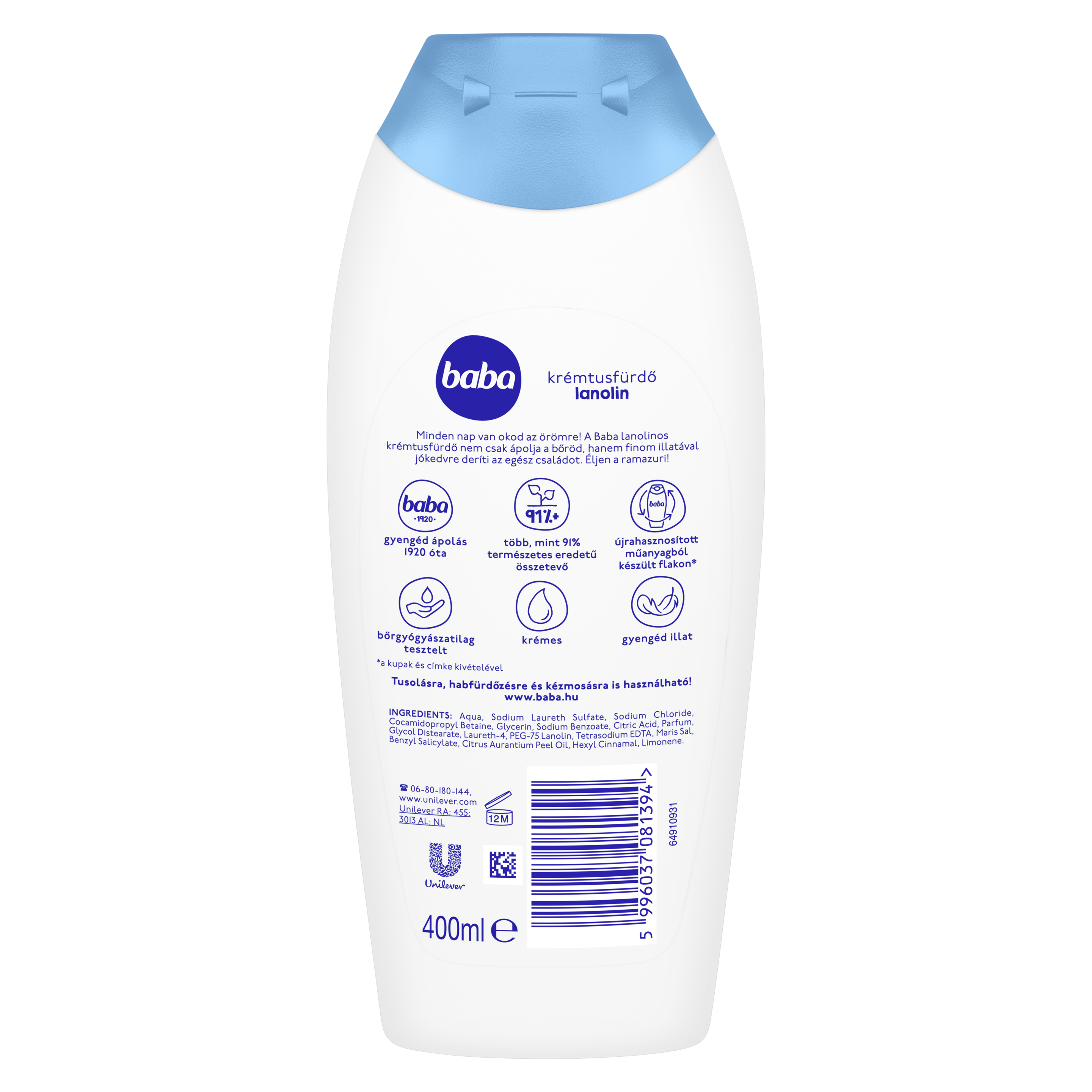 Baba krémtusfürdő lanolin 400 ml
