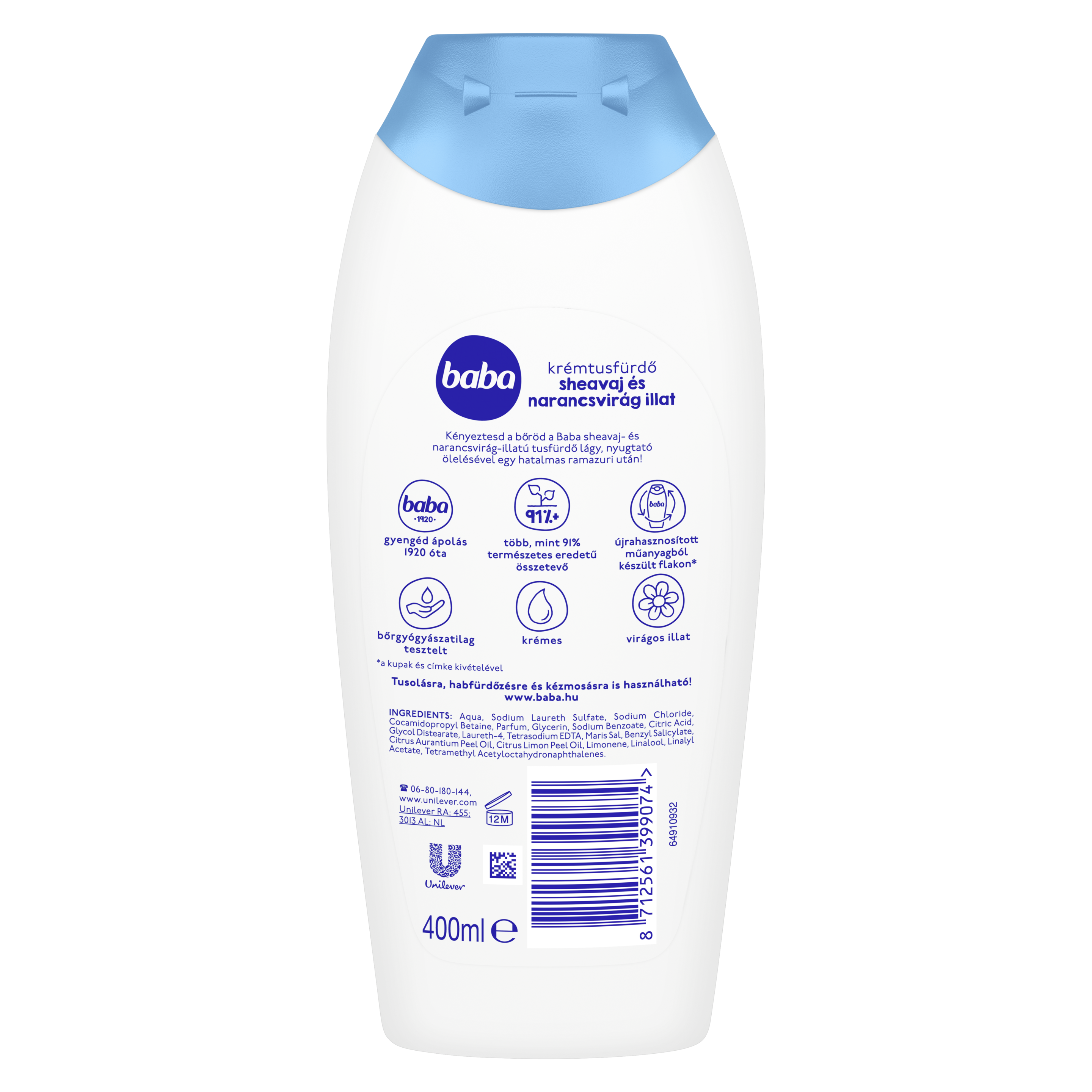 Baba krémtusfürdő sheavaj és narancsvirág illat 400 ml