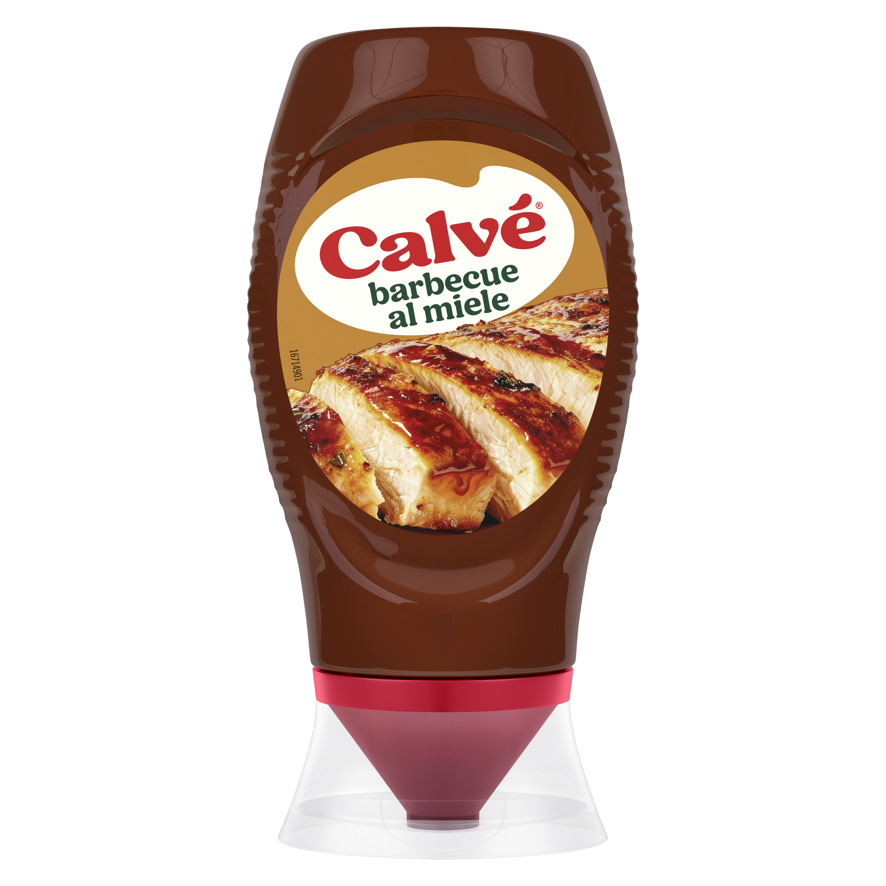 La Salsa Barbecue al Miele Calvé è perfetta per i palati che amano sapori più dolci e vogliono esaltare il gusto delle grigliate di carne bianca packshot