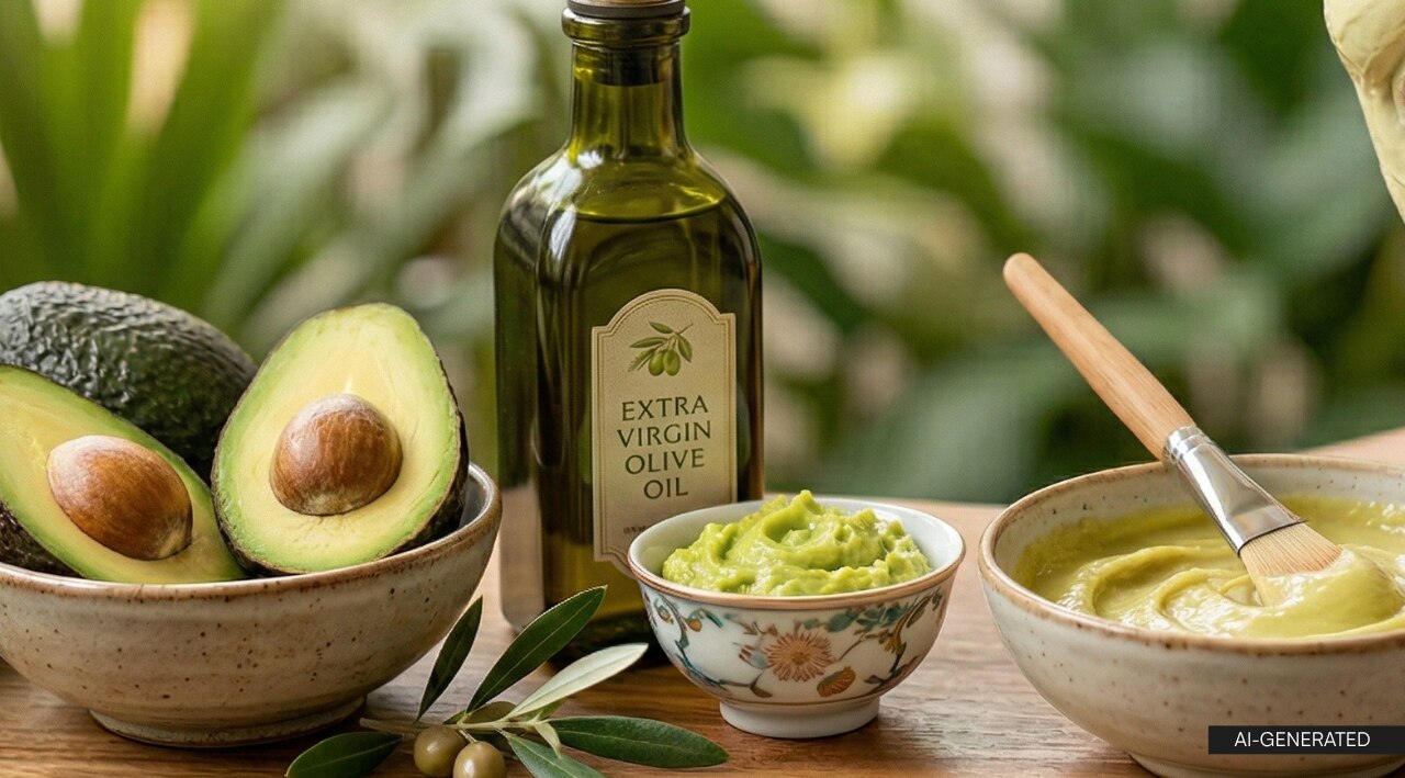 2. Avocado + Olive Oil Mask