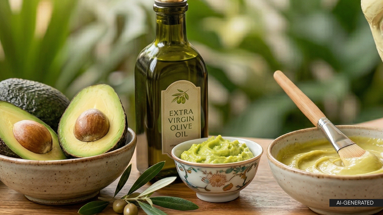 2. Avocado + Olive Oil Mask