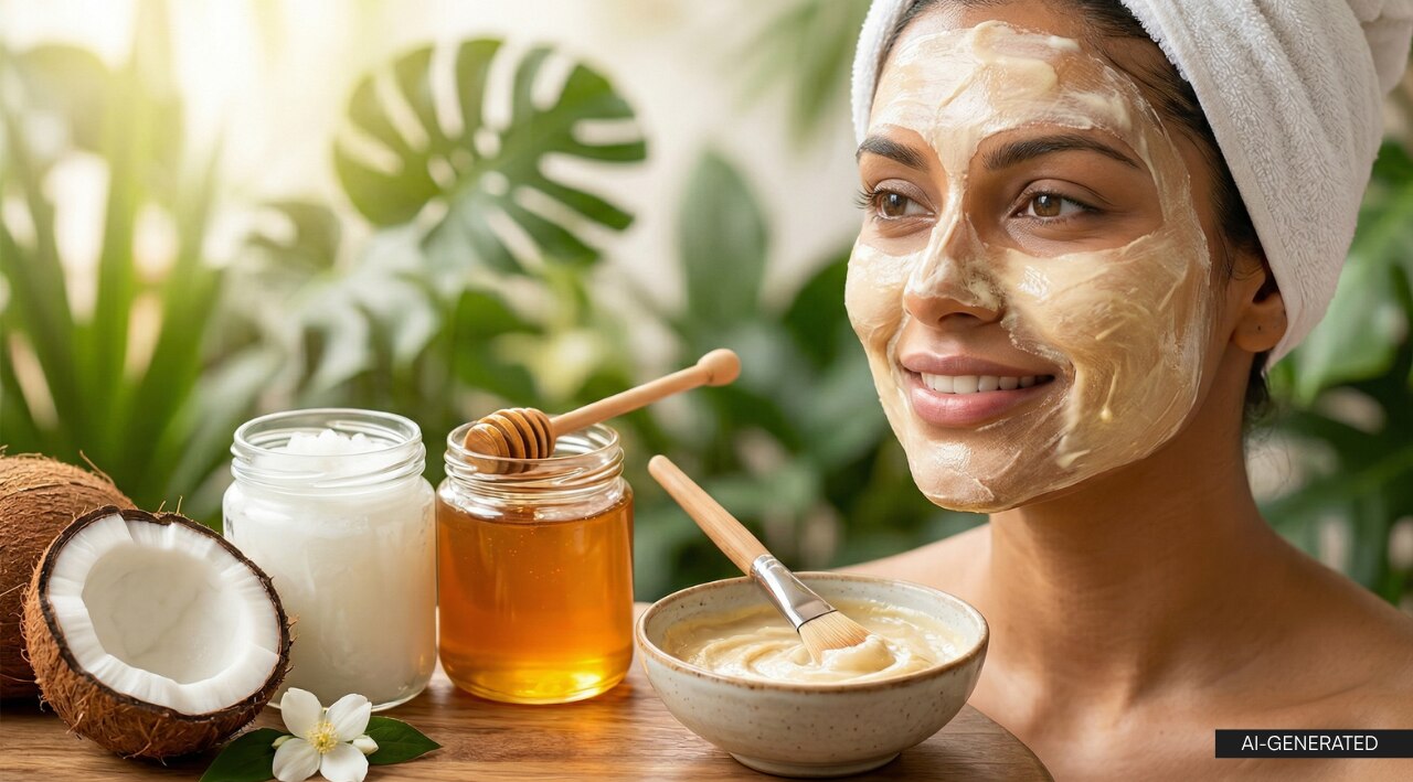 1. Coconut Oil + Honey Mask