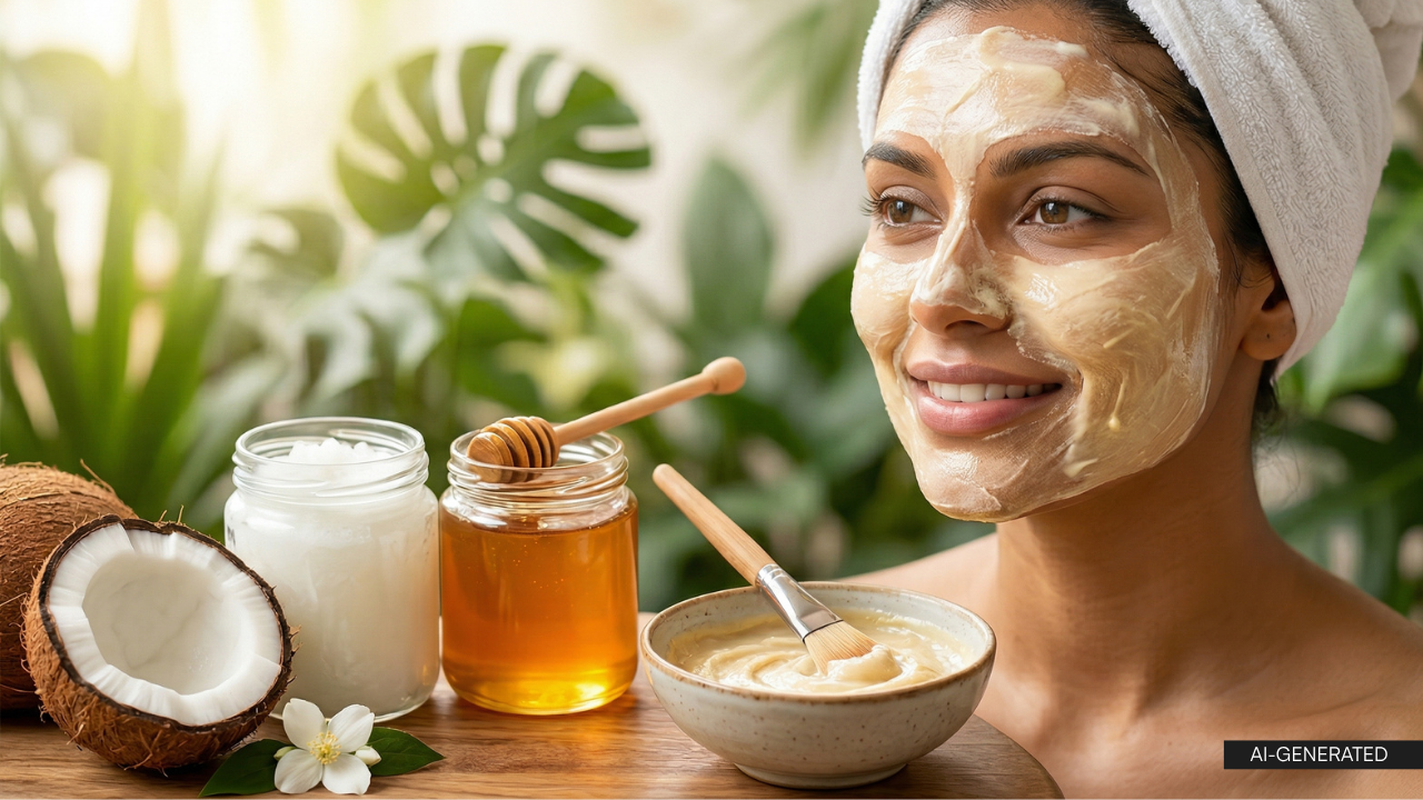 1. Coconut Oil + Honey Mask