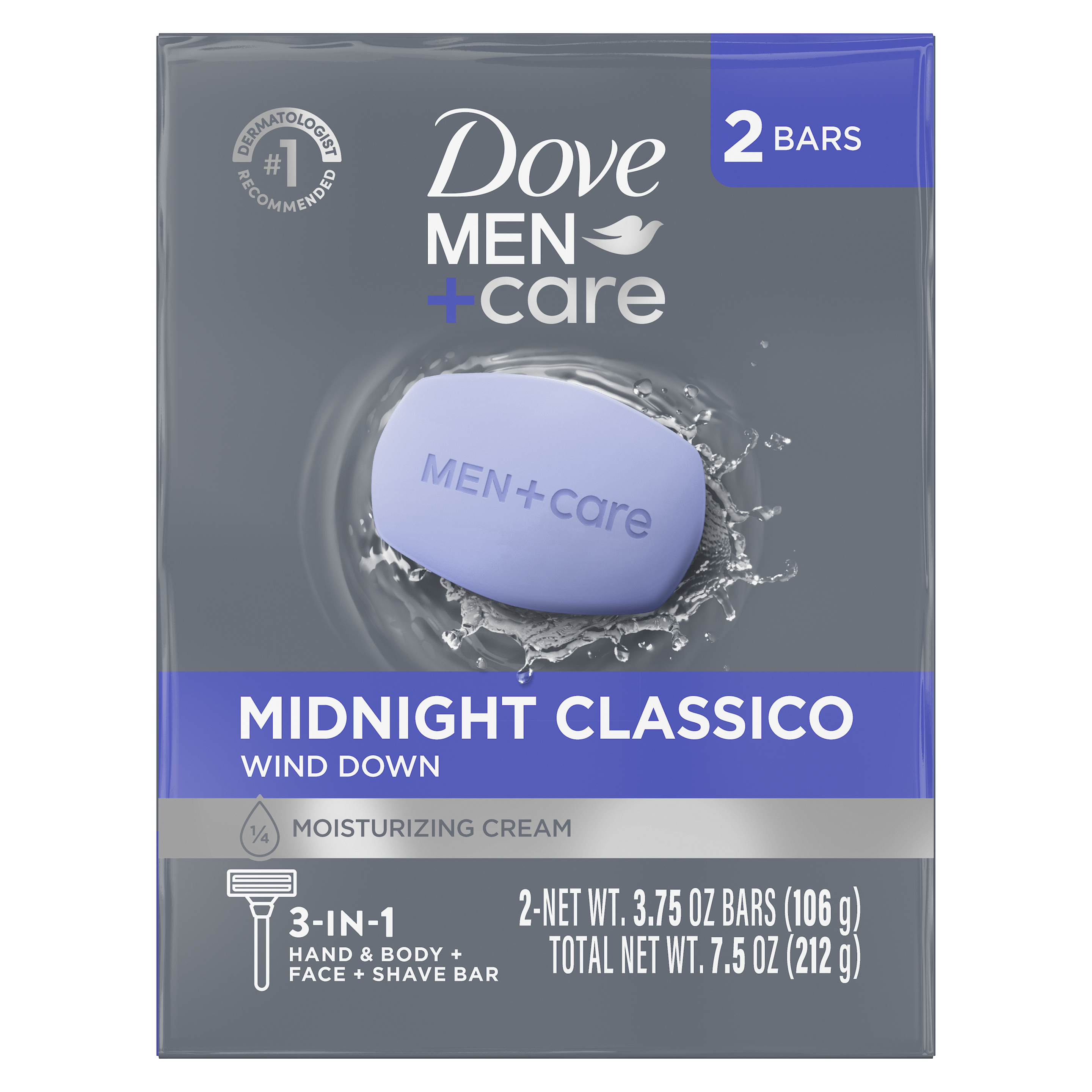 Men+Care 3N1 Midnight Classico Hand & Body, Face + Shave Bar