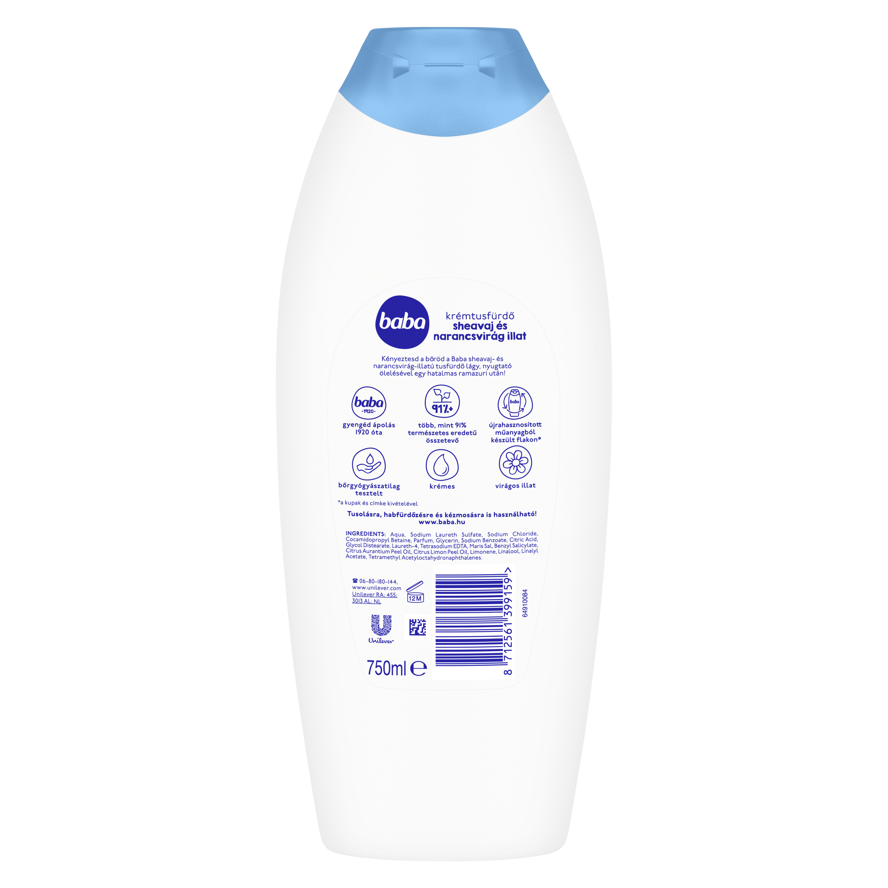 Baba krémtusfürdő sheavaj és narancsvirág illat 750 ml
