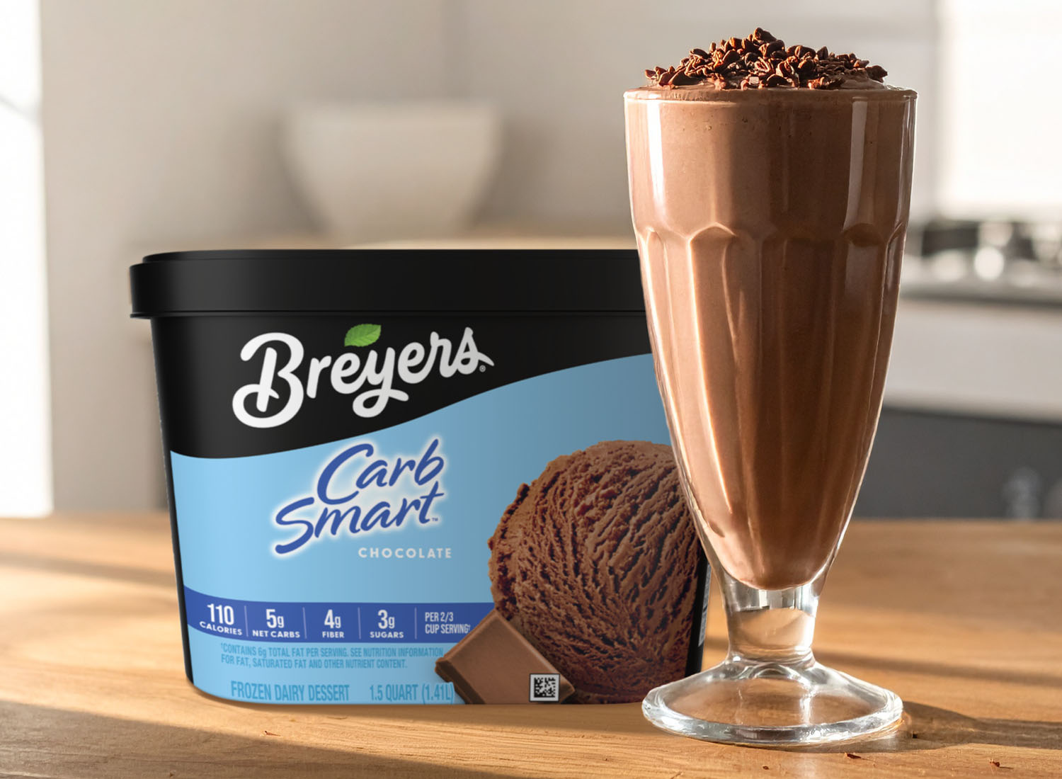 Creamy protein shake with Breyers® CarbSmart™ Chocolate