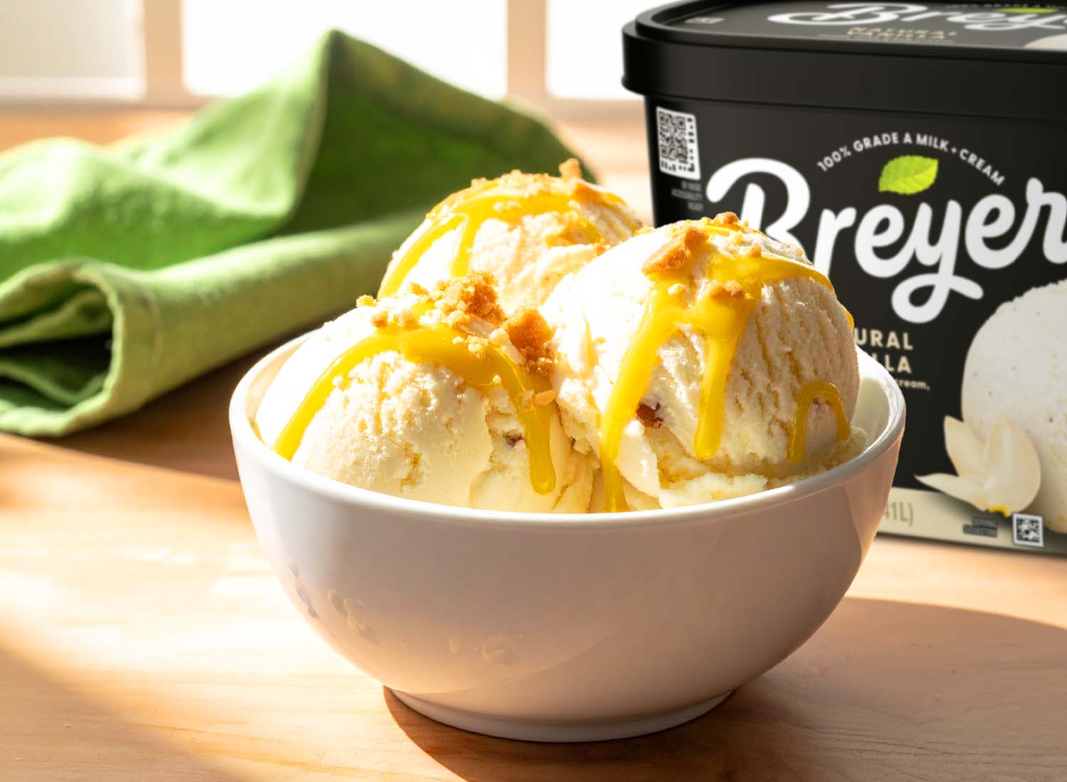 Zesty and delicious vanilla ice cream and yuzu syrup sundae