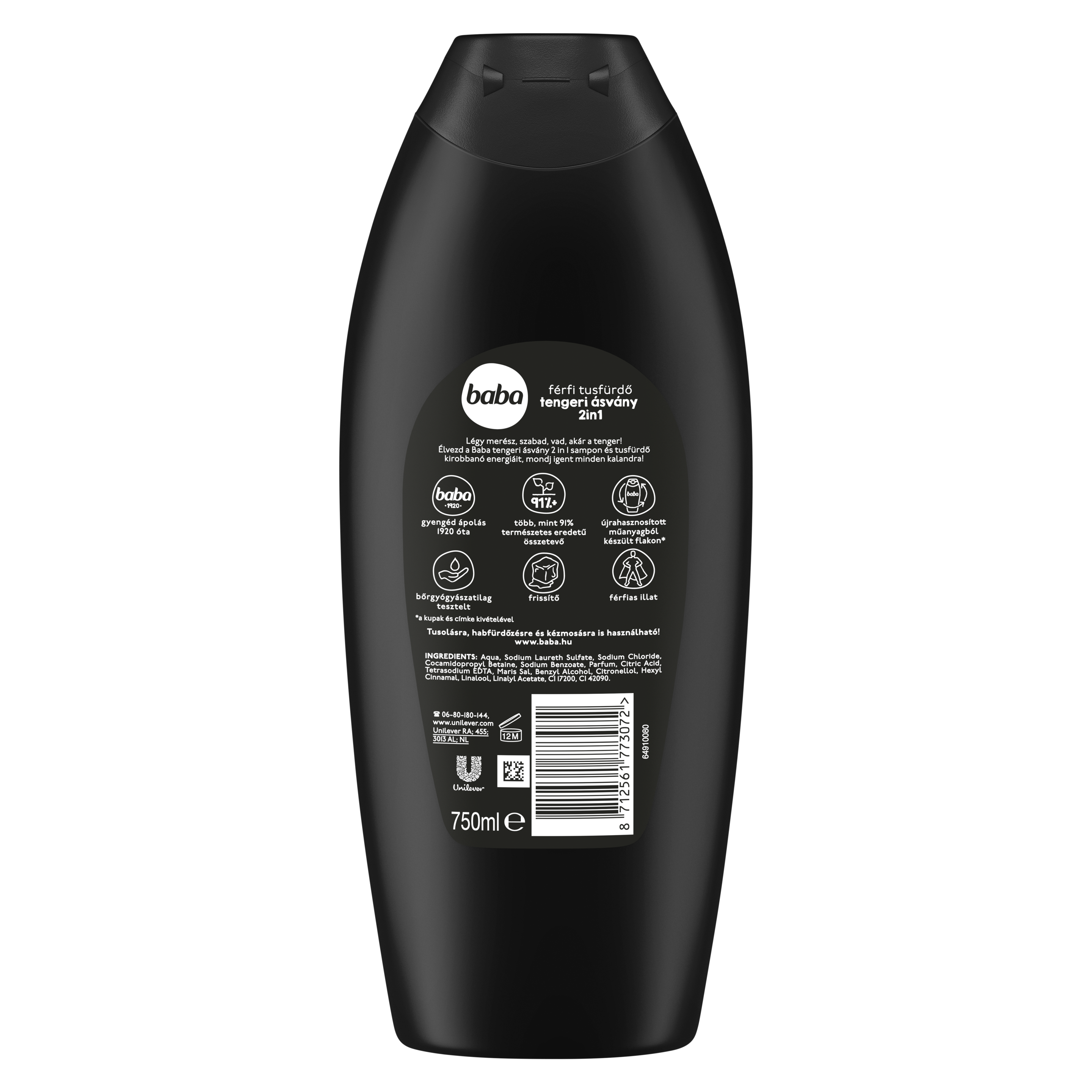 Baba férfi tusfürdő tengeri ásvány 2in1 750 ml
