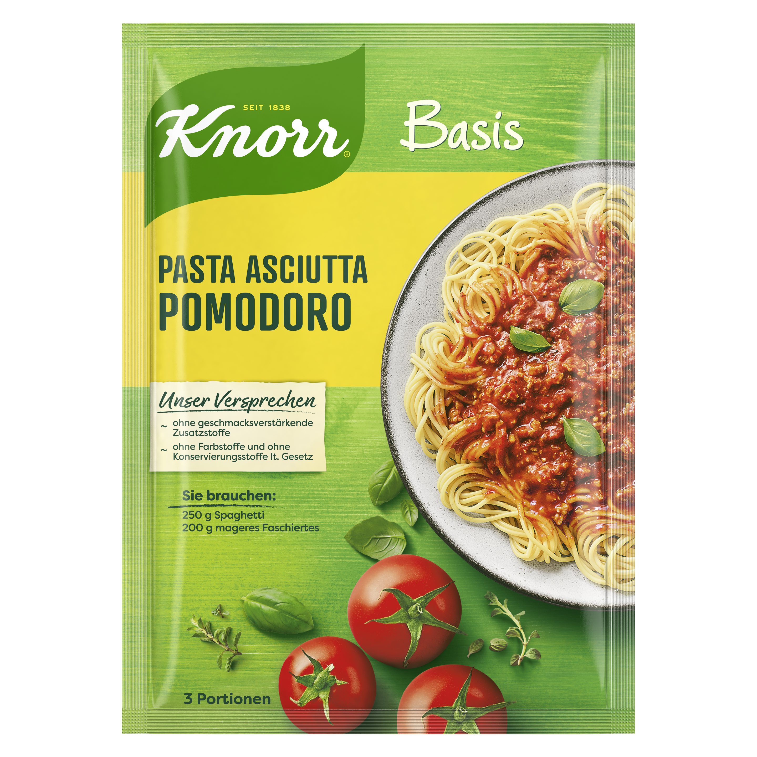 Knorr Basis Pasta Ascuitta Pomodoro 3 Portionen 47g packshot