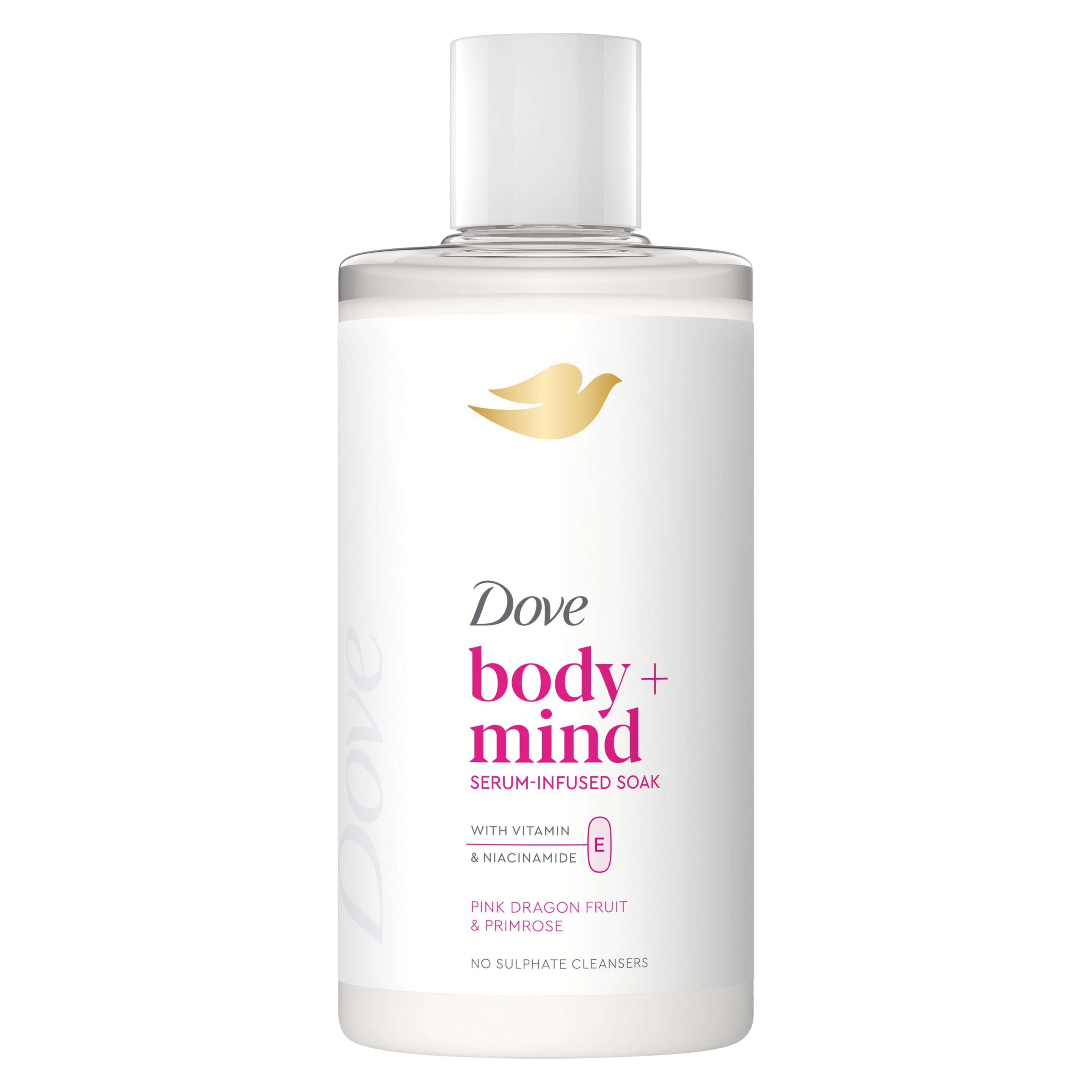 Dove body + mind Dragon Fruit Serum‑Infused Bath Soak packshot