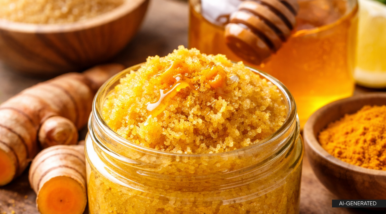 2. Turmeric and Honey Sugar Scrub