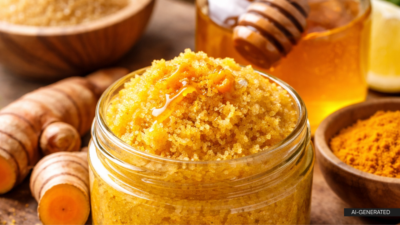 2. Turmeric and Honey Sugar Scrub
