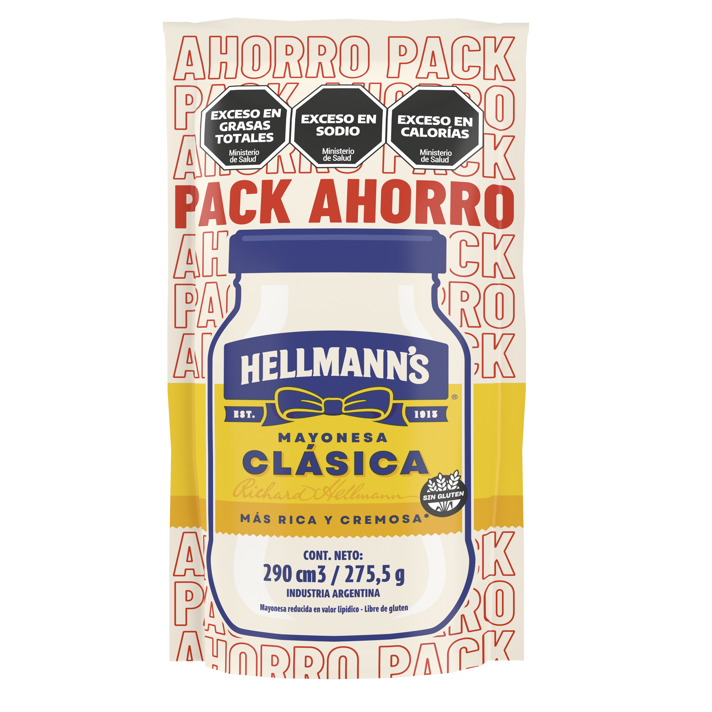 Imagen de envase doypack deHellmann's clásica Pack Ahorro 275