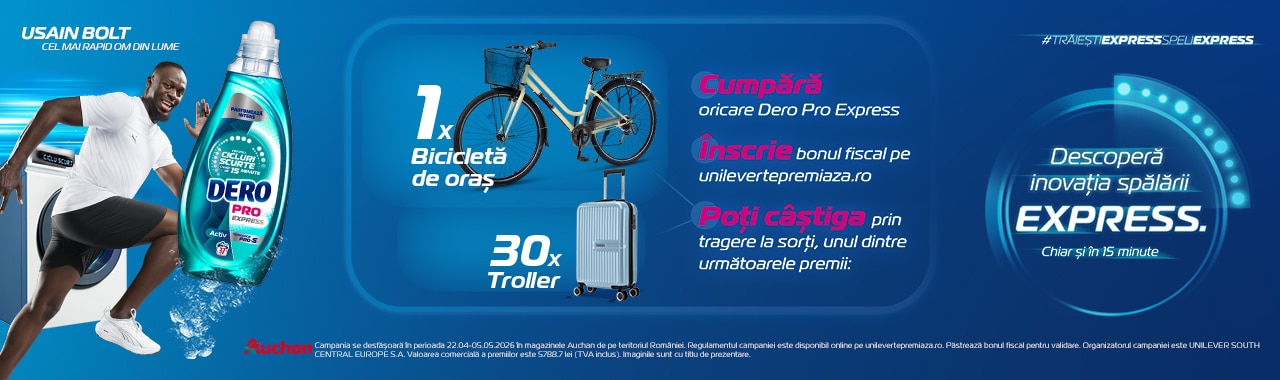 Descoperă inovația spălării express, chiar și în 15 minute! Campanie Dero Pro Express în Auchan