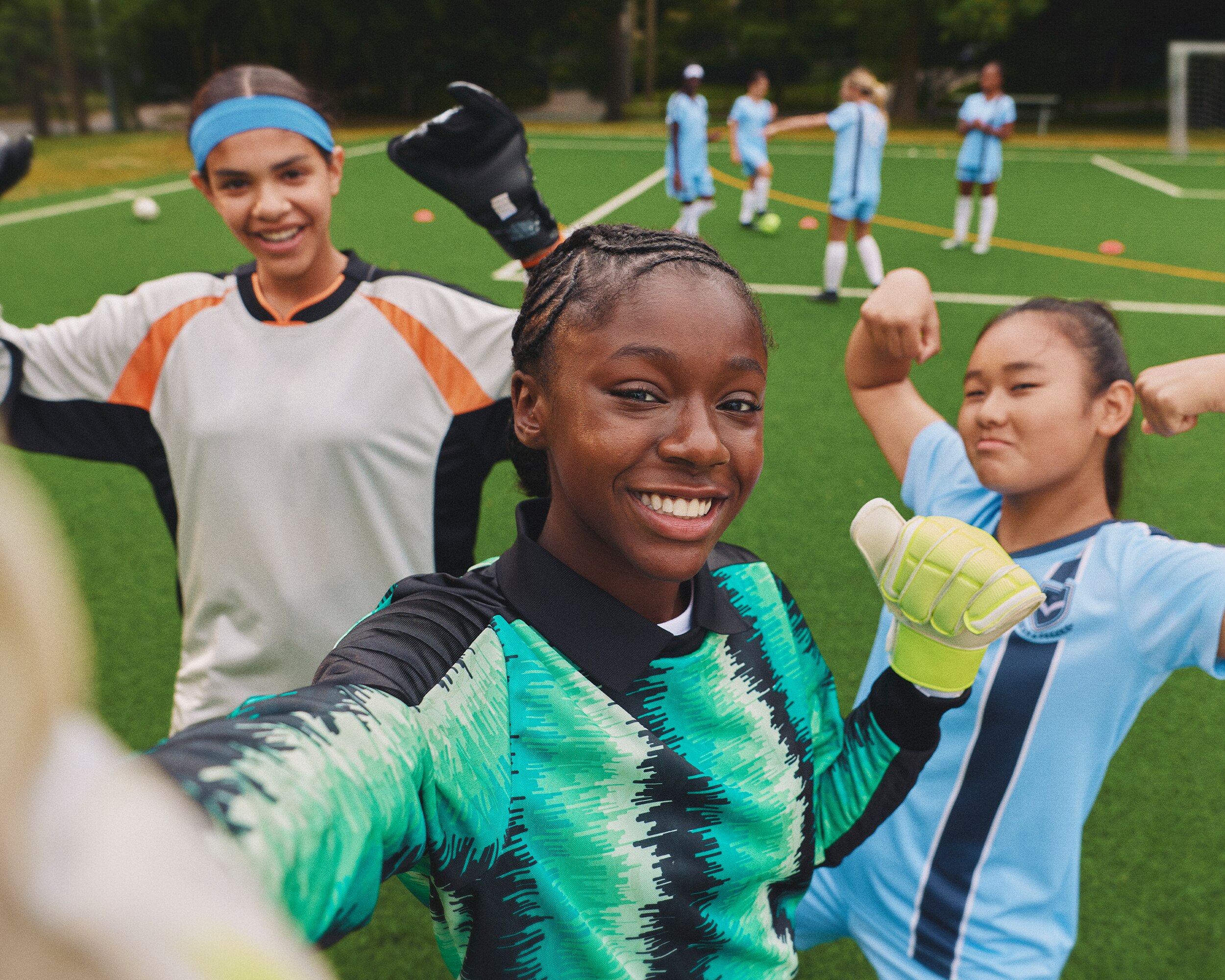 Girls standing together ready for a shorts match 