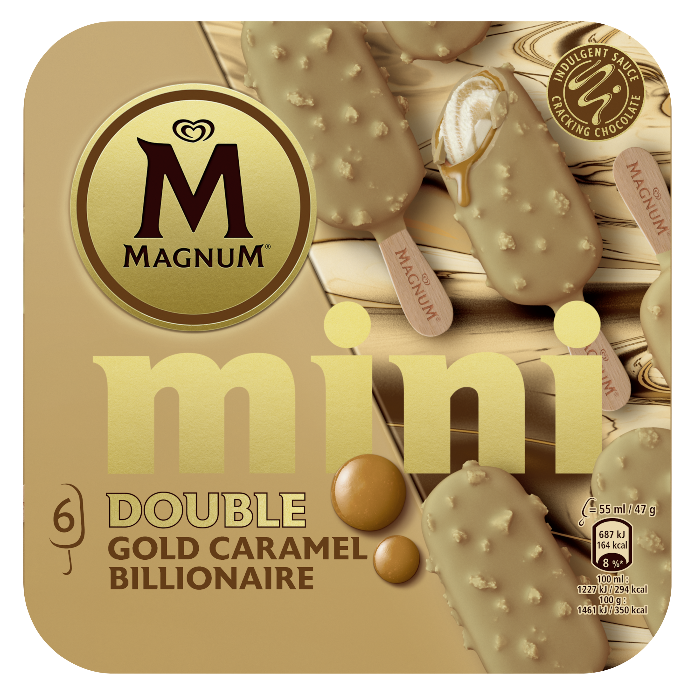 Magnum Mini Double Gold Caramel Billionaire 6x55ml packshot