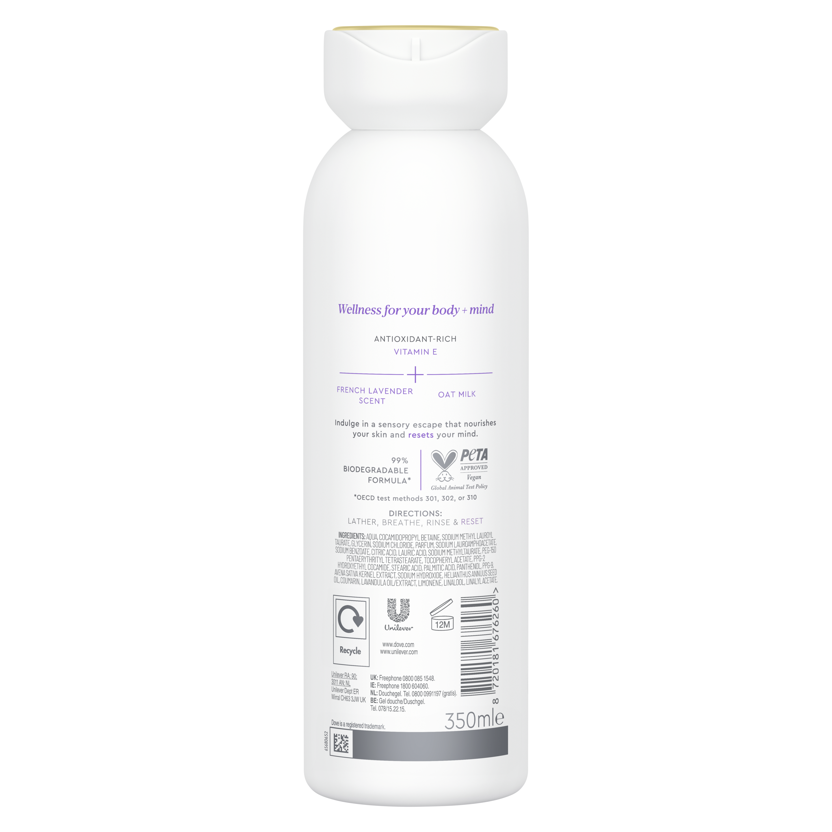 Dove body + mind french lavender & oat milk body wash
