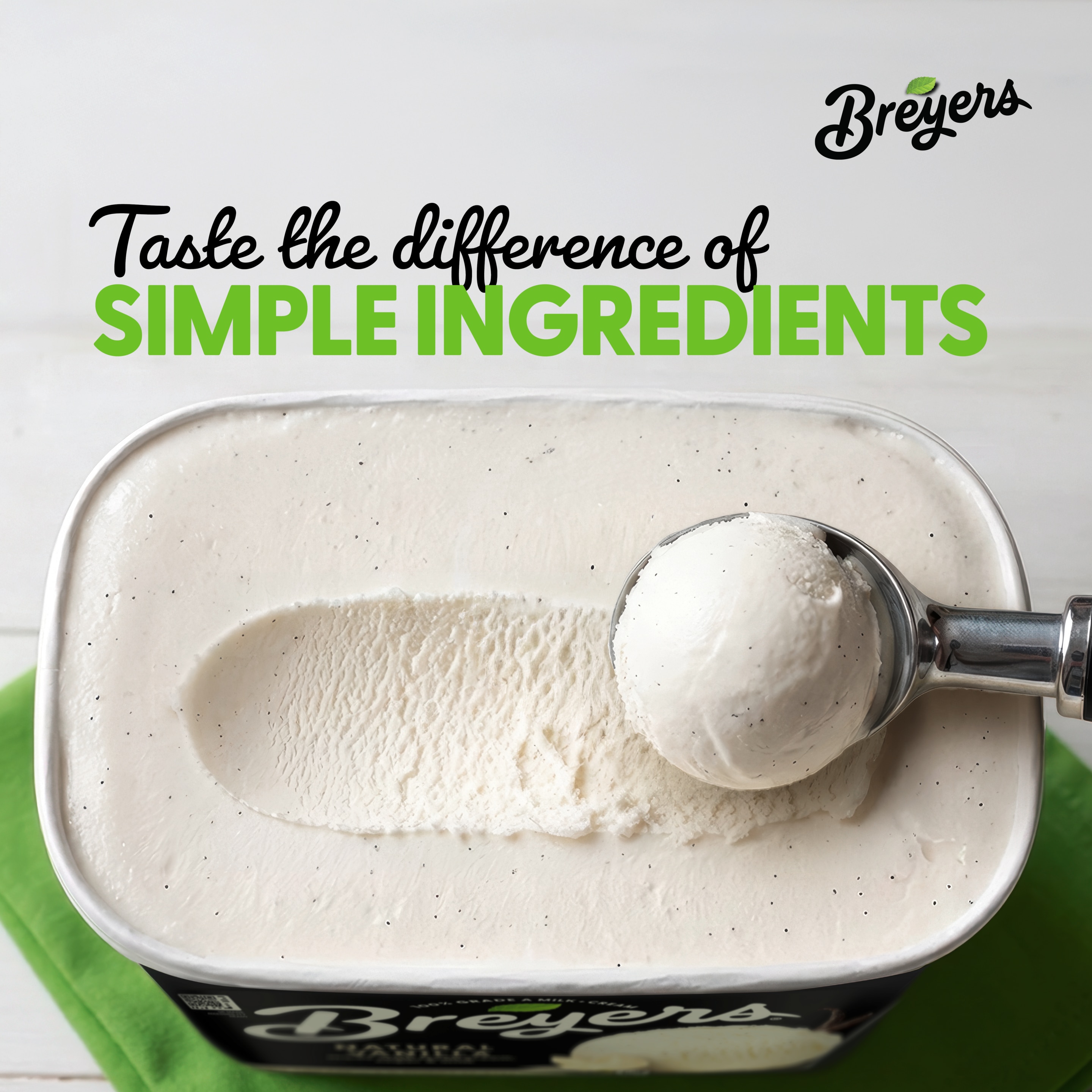 A 48 ounce tub of Breyers® Natural Vanilla ingredient list