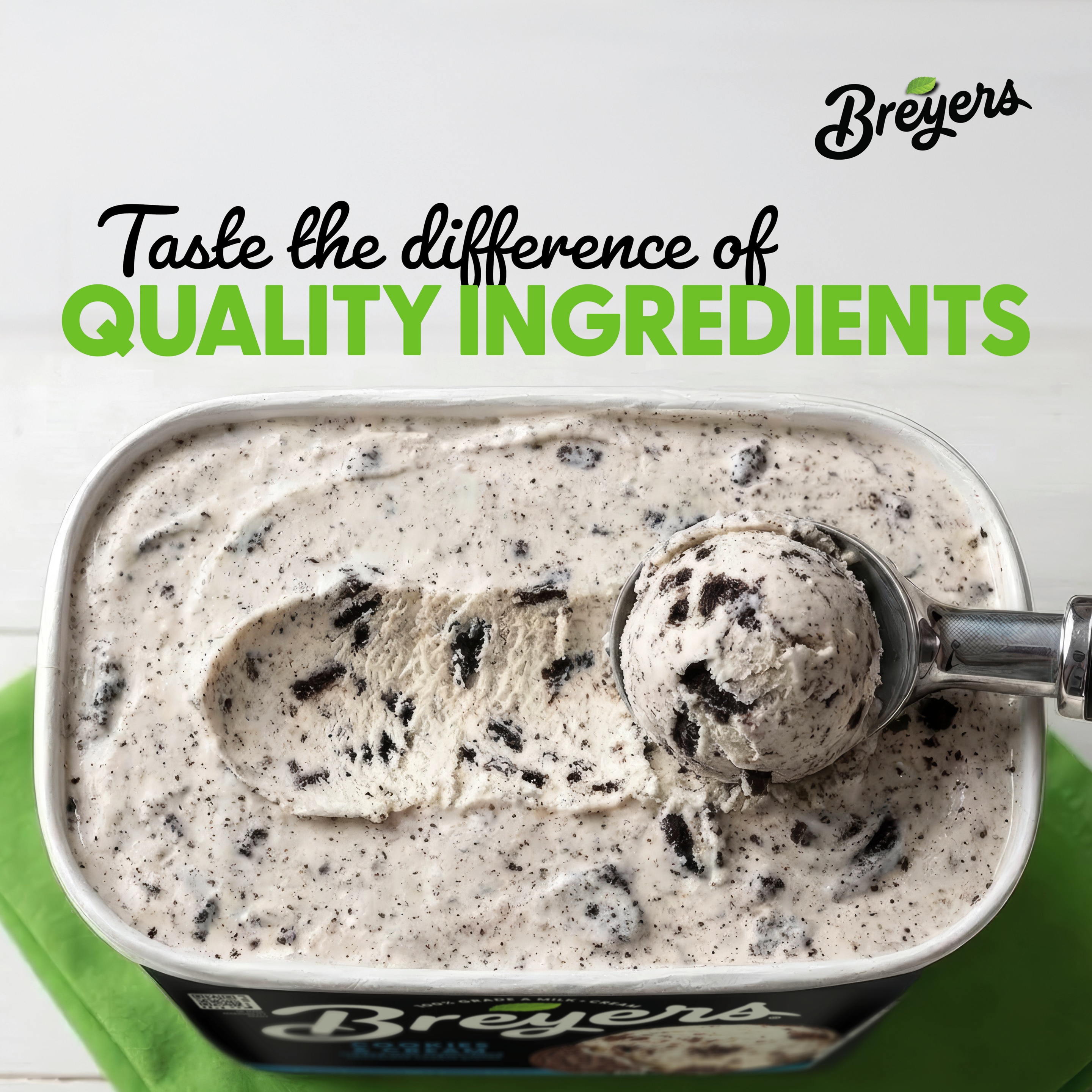 A 48 ounce tub of Breyers® Cookies & Cream Nutritional Panel