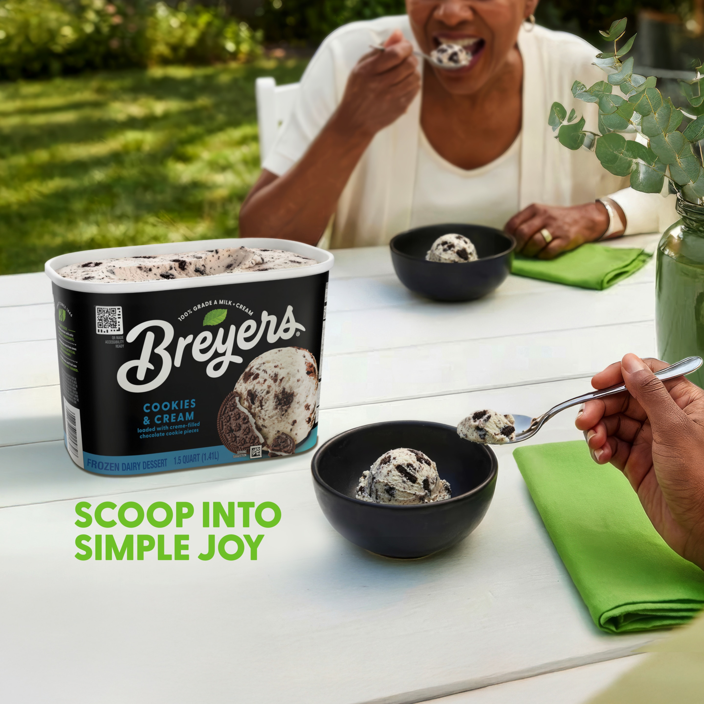 A 48 ounce tub of Breyers® Cookies & Cream Ingredient List