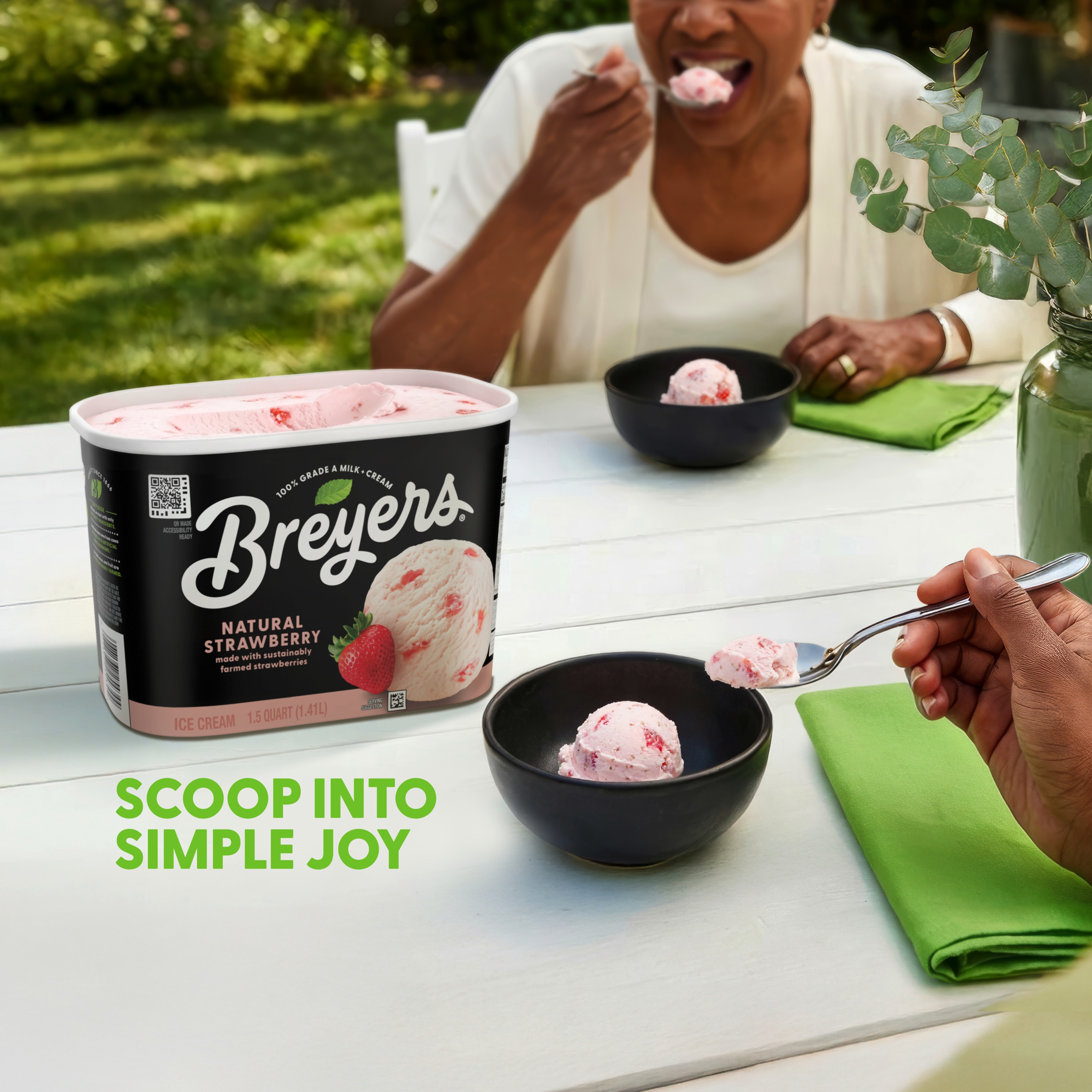 A 48 ounce tub of Breyers® Natural Strawberry ingredient list