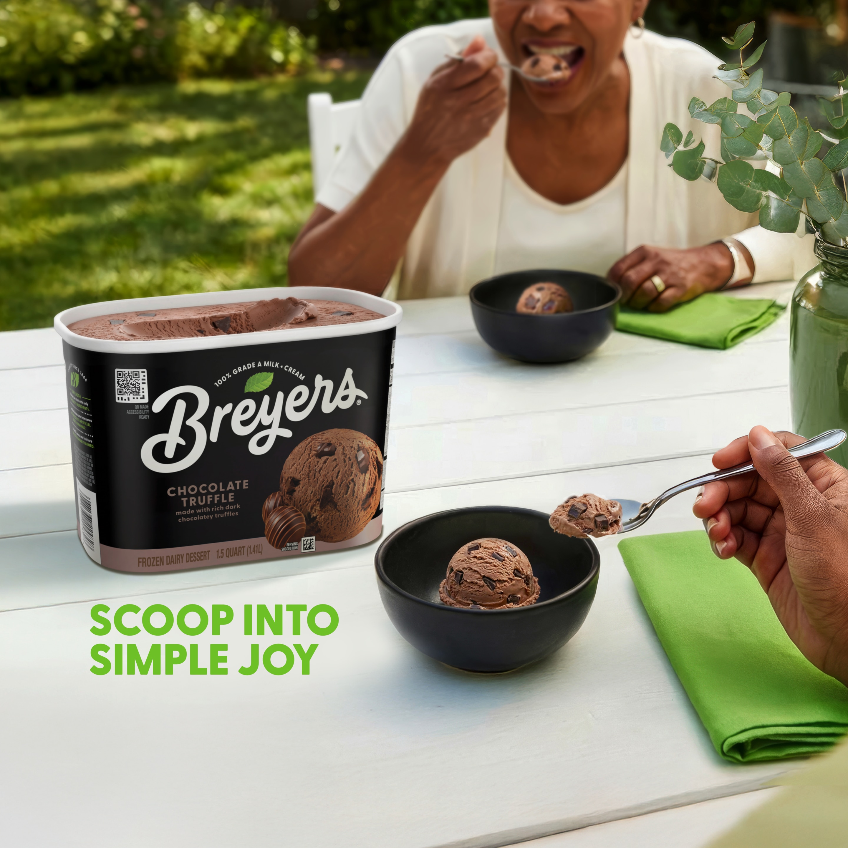 A 48 ounce tub of Breyers® Chocolate Truffle ingredient list