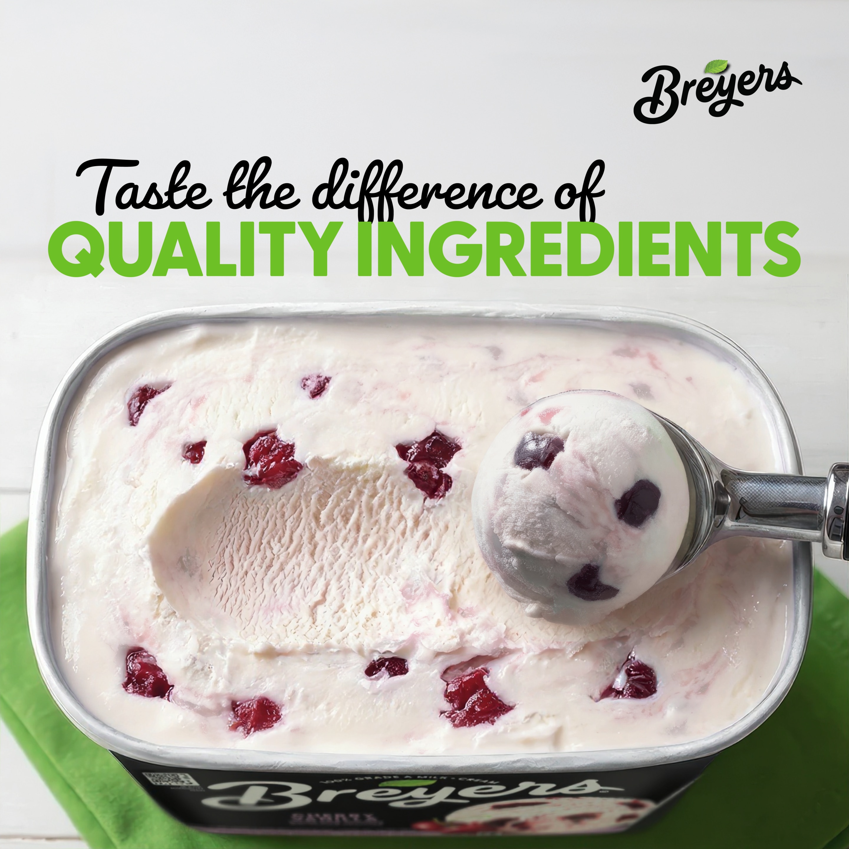 A 48 ounce tub of Breyers® Cherry Vanilla Nutritional Panel