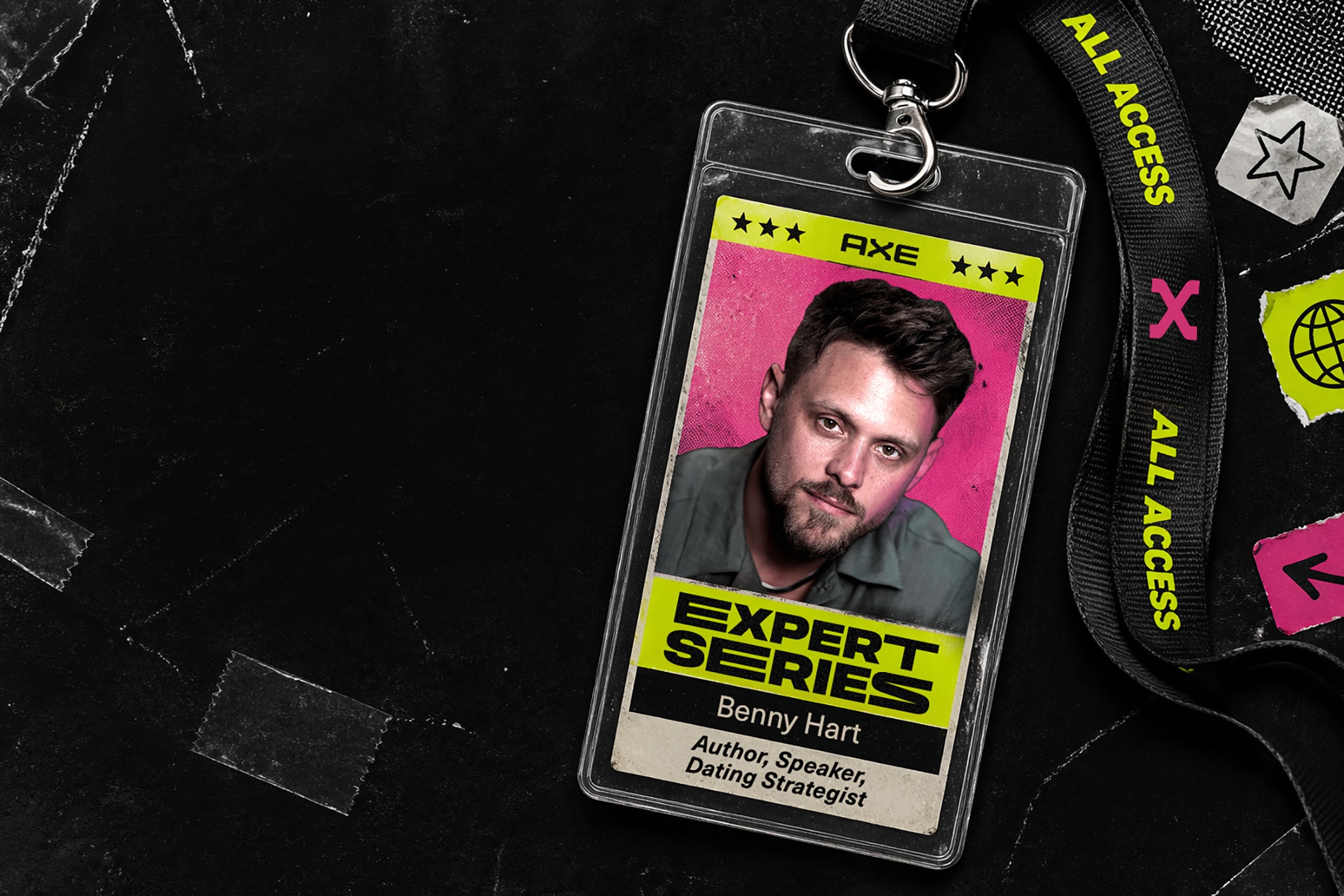 All Access pass with an image of author, speaker and dating strategist Benny Hart 