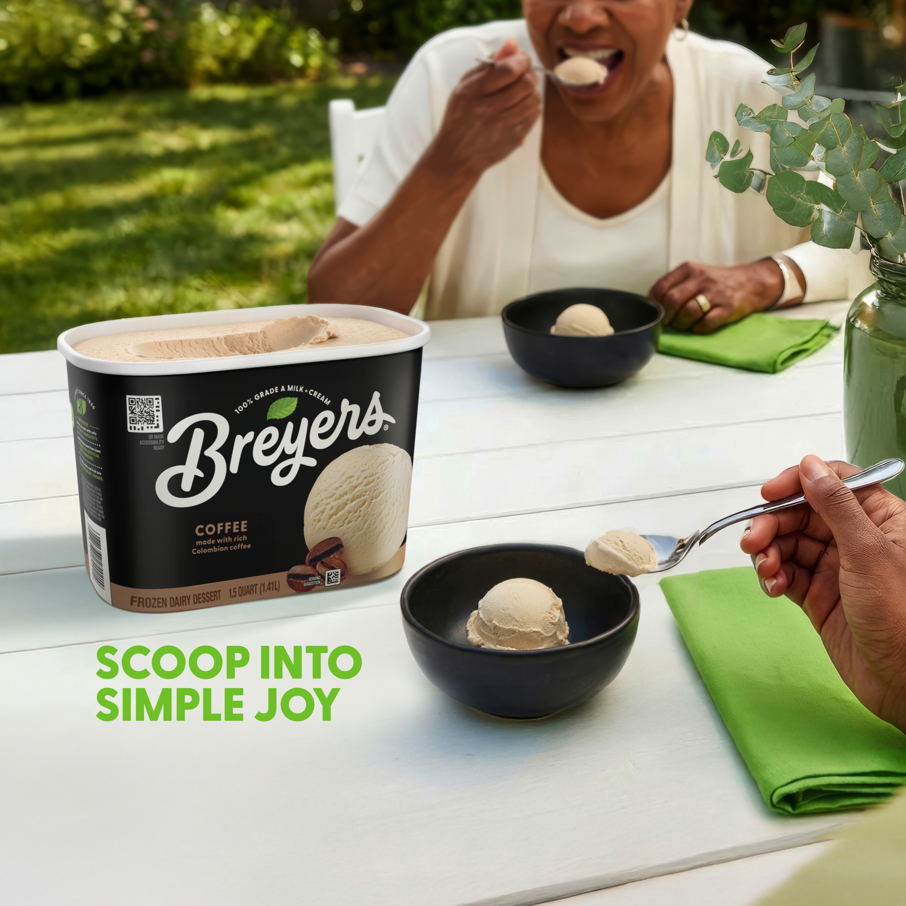A 48 ounce tub of Breyers® Coffee Nutritional Panel