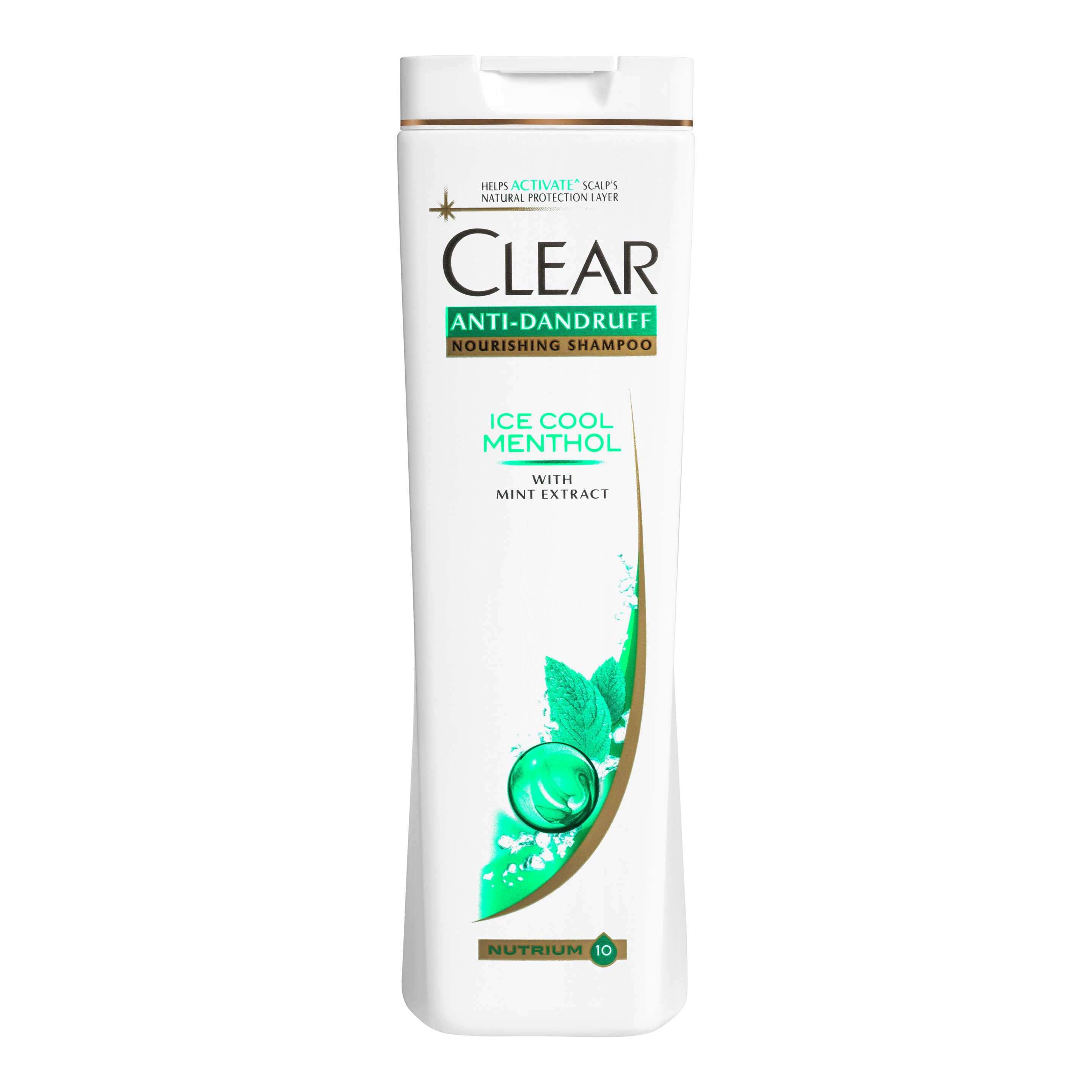 Front of shampoo pack CLEAR ШАМПУНЬ ДЛЯ ЖІНОК КРИЖАНА СВІЖІСТЬ З МЕНТОЛОМ 250МЛ