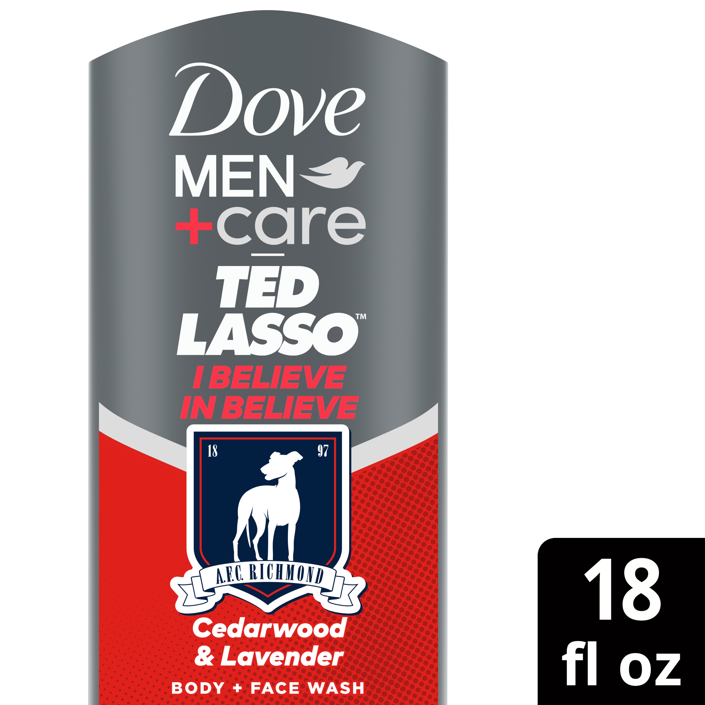 Dove Men+Care Limited Edition Ted Lasso I Believe in Believe Body & Face Wash for Hydrated Skin 18 fl oz packshot